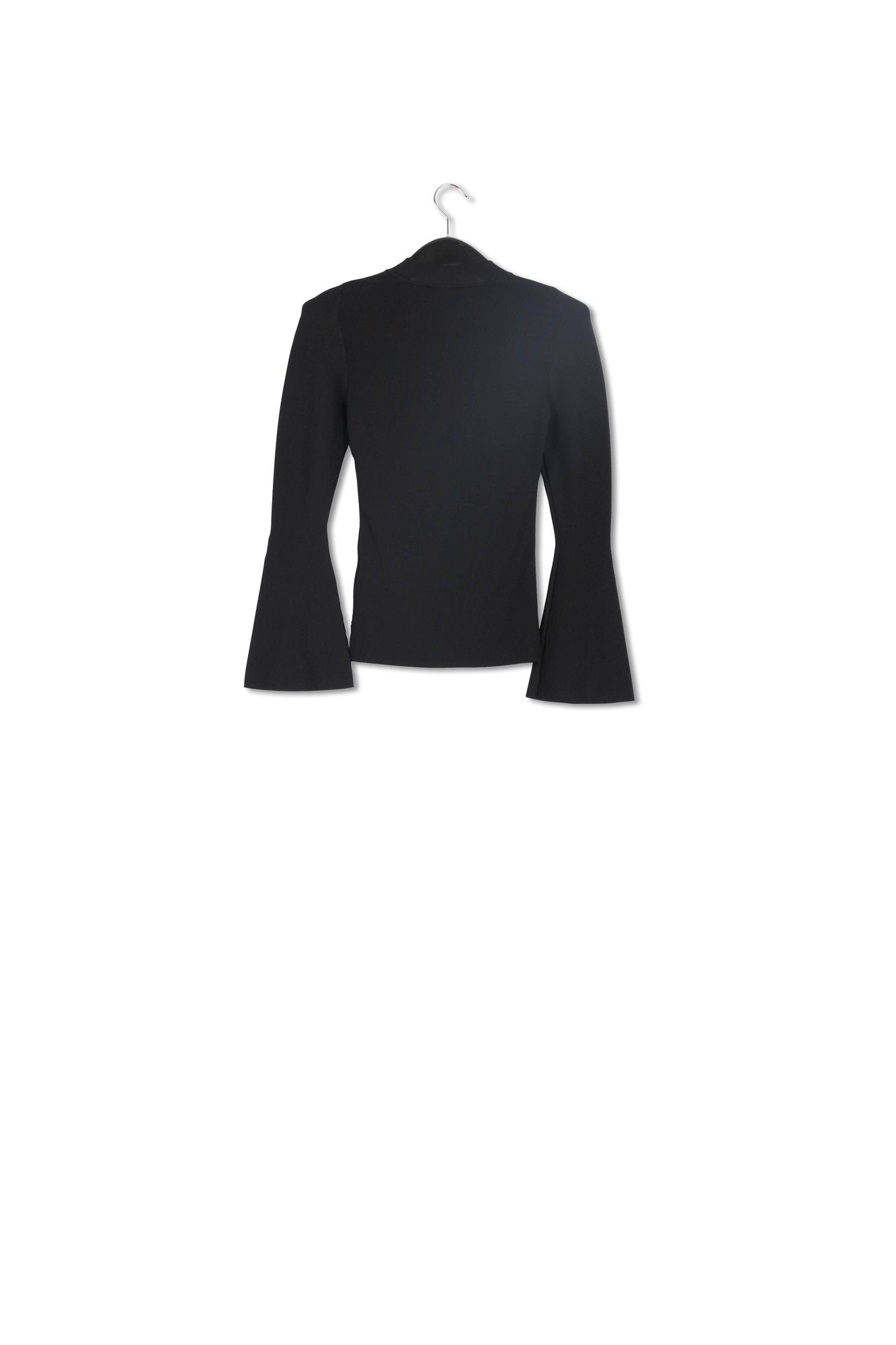 Zwarte aansluitende trui met trompetmouwen RE—SSENTIEL | Essentiel second hand