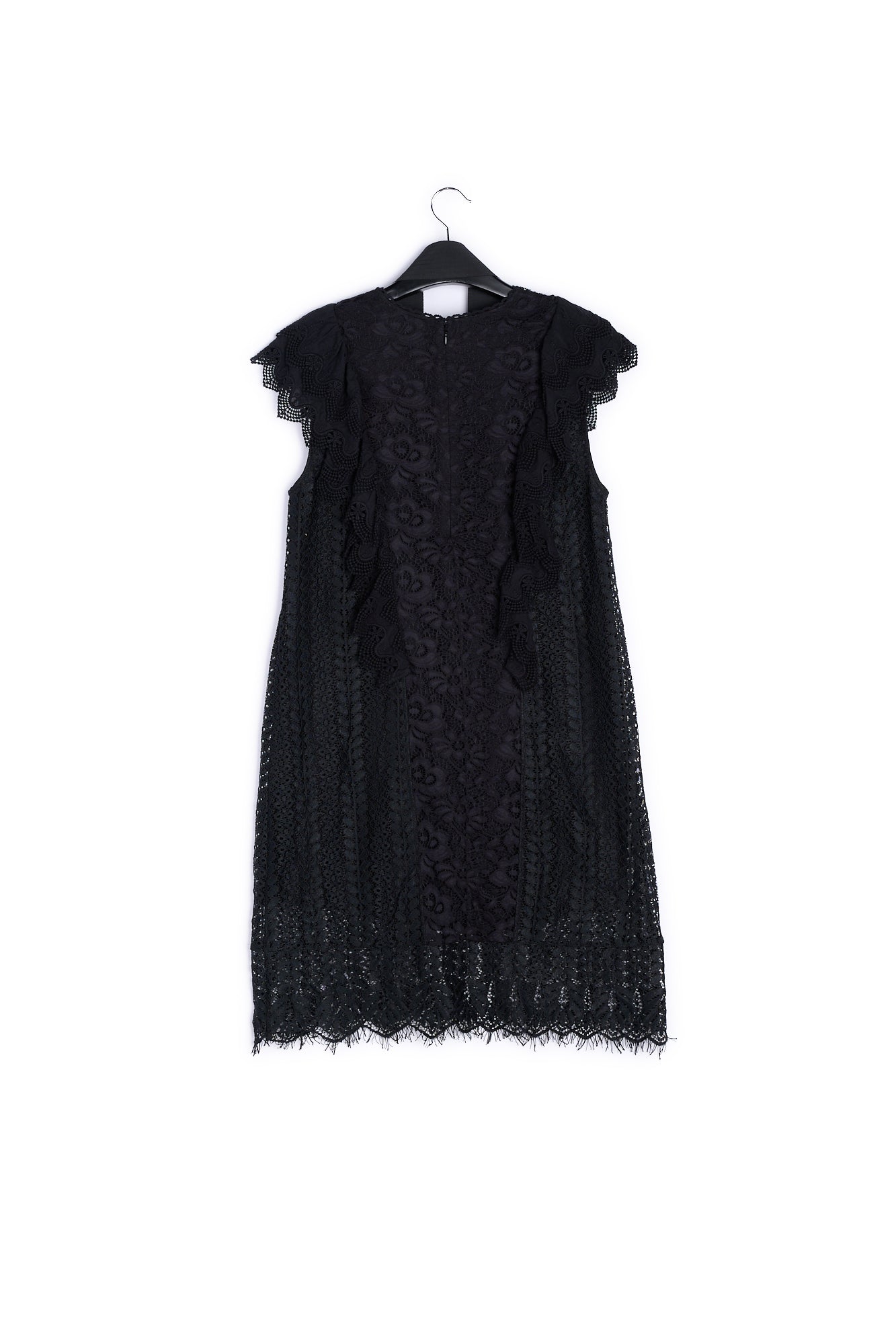 Black ruffled lace belted dress with sequins RE—SSENTIEL | Essentiel second hand