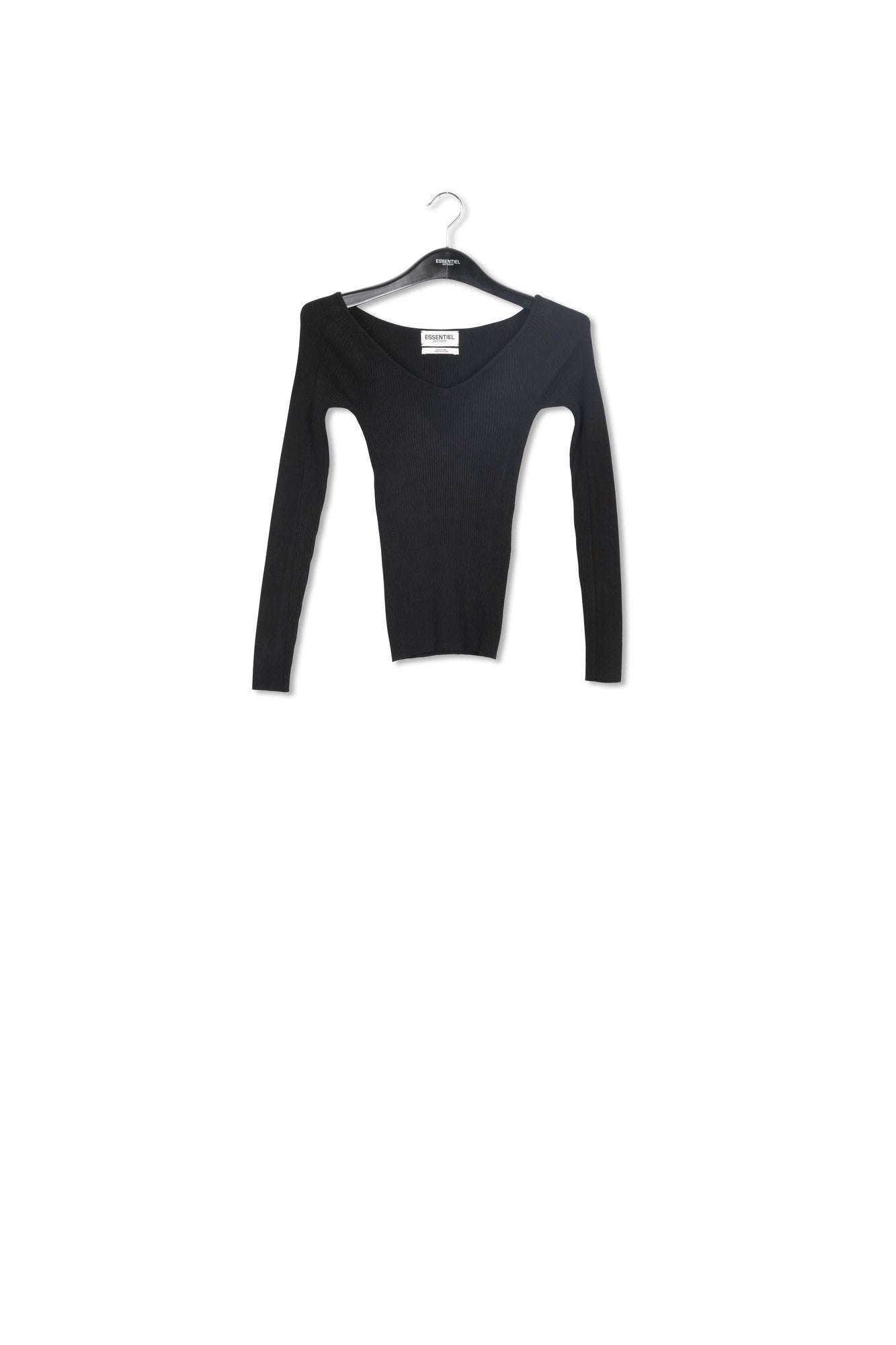 Black slim-fit off-the-shoulder knit sweater RE—SSENTIEL | Essentiel second hand
