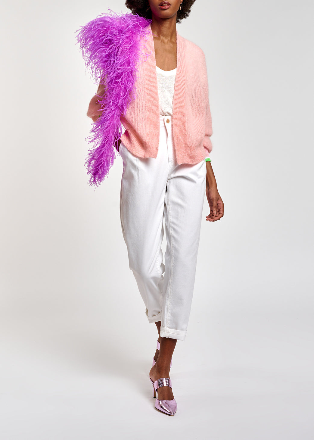 Light pink kid mohair cardigan RE—SSENTIEL | Essentiel second hand