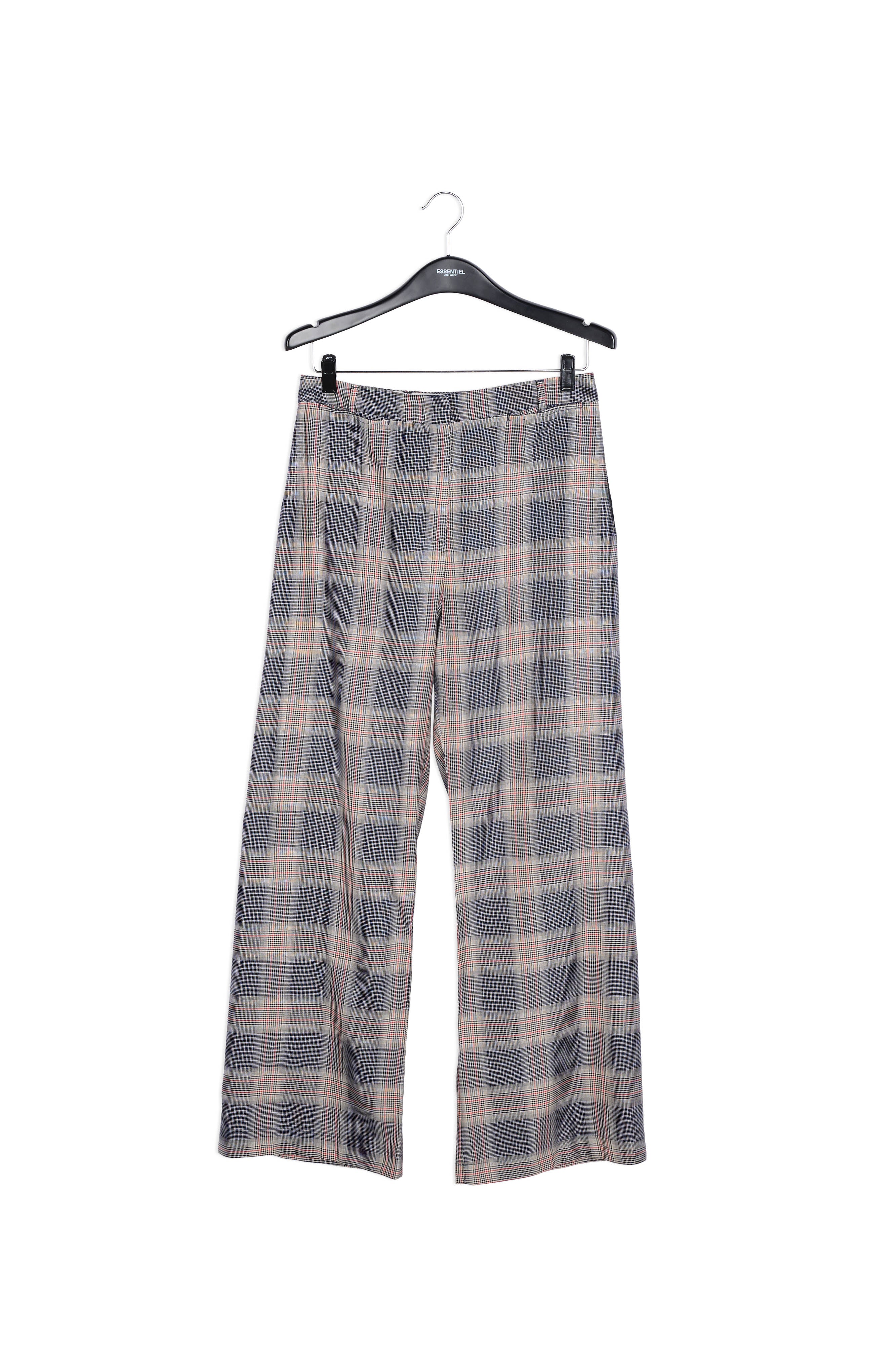 Grey plaid wide-leg pants RE—SSENTIEL | Essentiel second hand