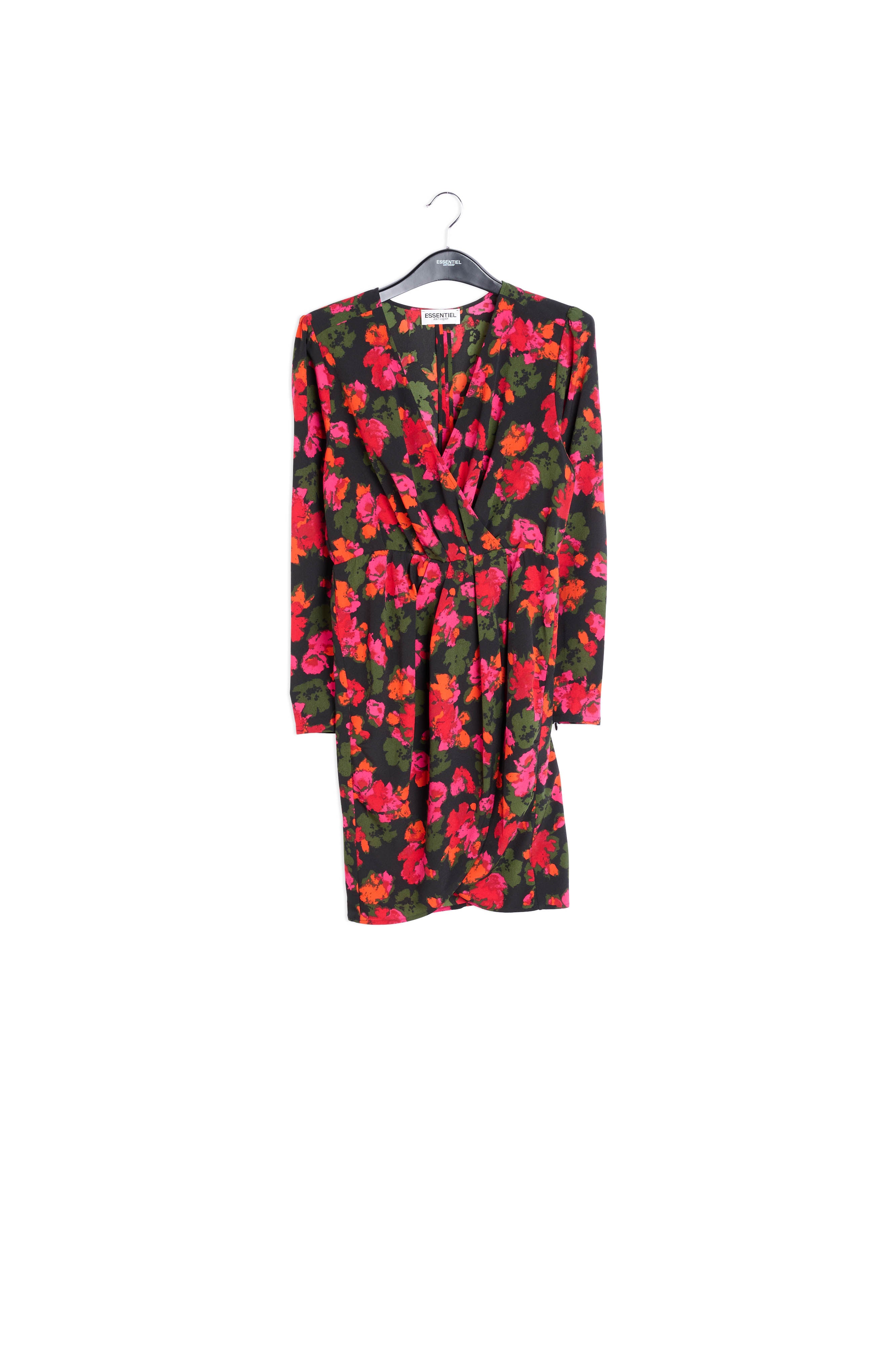 Black and red wrap effect midi dress RE—SSENTIEL | Essentiel second hand