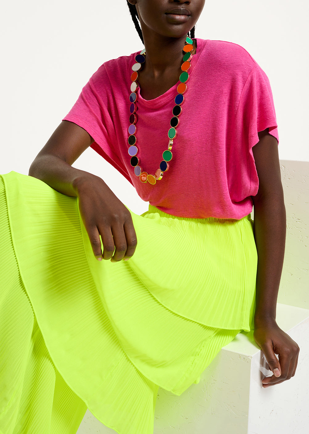 Fuchsia linen T-shirt RE—SSENTIEL | Essentiel second hand