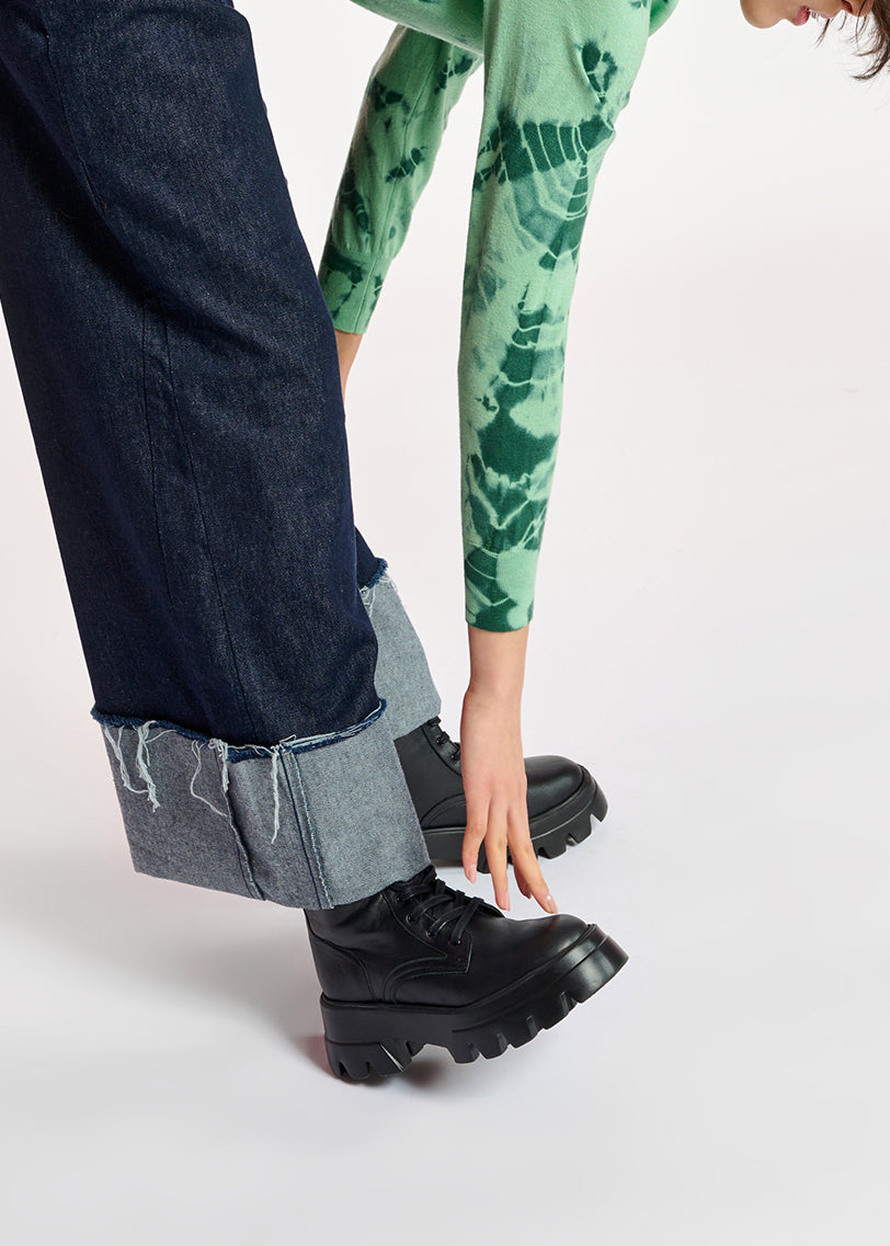 Mint green and dark green tie-dye sweater RE—SSENTIEL | Essentiel second hand