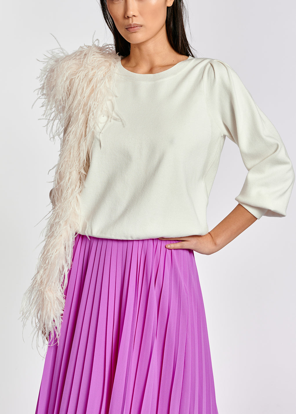 Lilac plissé midi skirt RE—SSENTIEL | Essentiel second hand