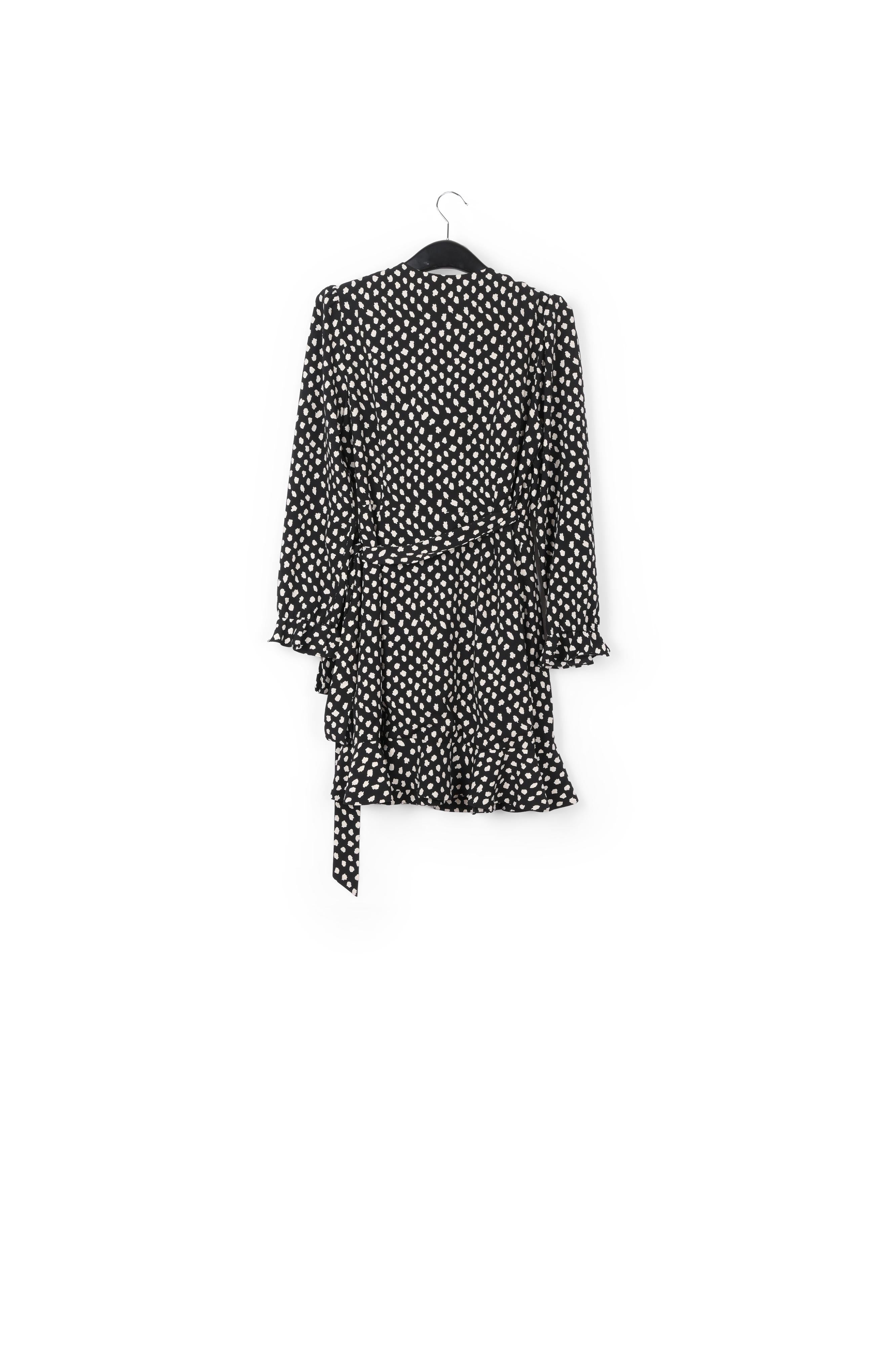 Black polka dot wrap mini dress RE—SSENTIEL | Essentiel second hand