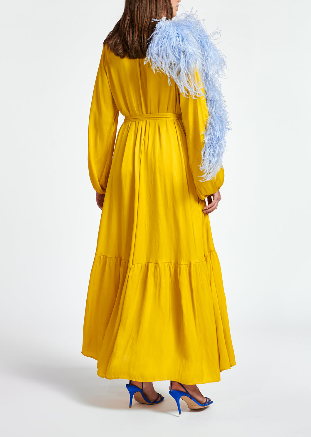 Yellow long-sleeved maxi dress RE—SSENTIEL | Essentiel second hand