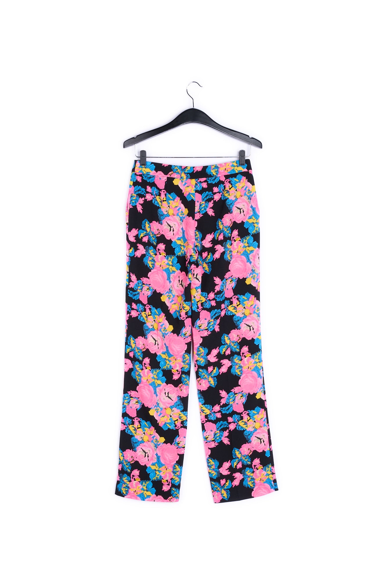 Colorful print black trousers with front crease RE—SSENTIEL | Essentiel second hand