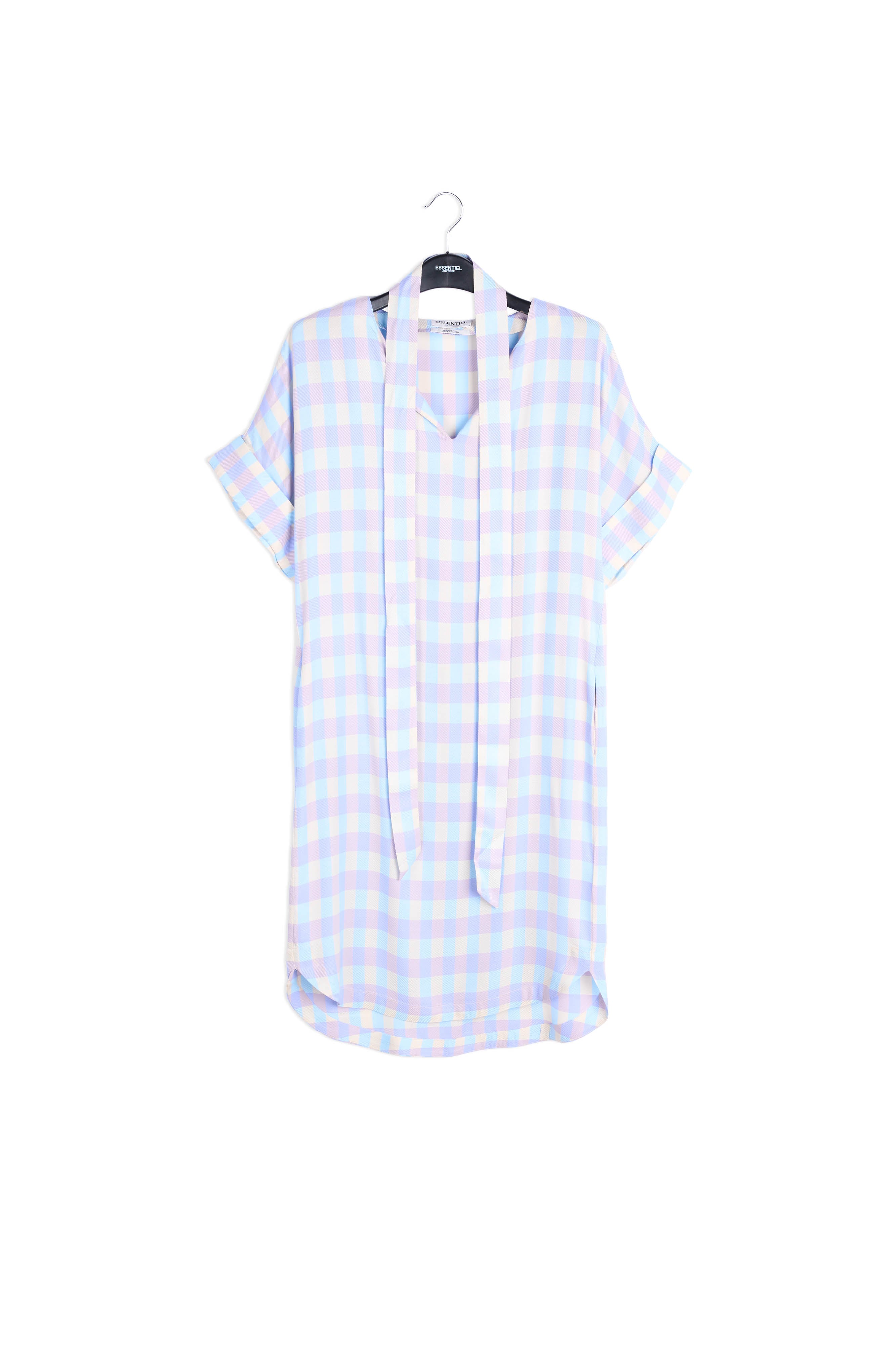 Light blue and purple plaid midi dress RE—SSENTIEL | Essentiel second hand