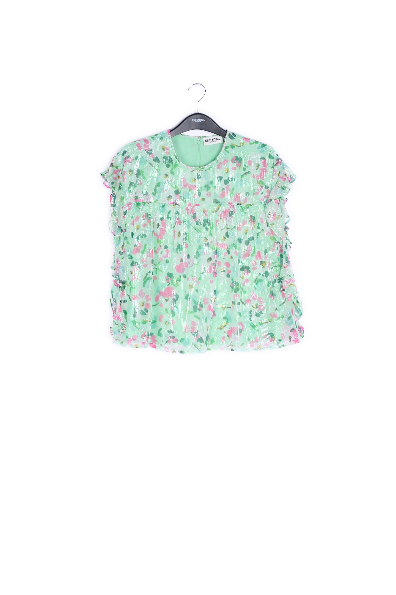 Muntgroene top met bloemenprint RE—SSENTIEL | Essentiel second hand
