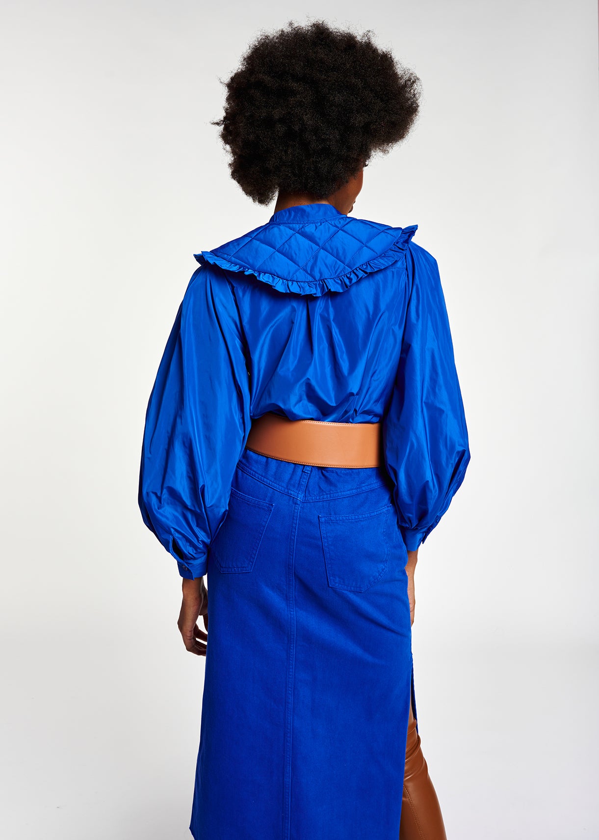 Blauwe kokerrok met hoge taille RE—SSENTIEL | Essentiel second hand