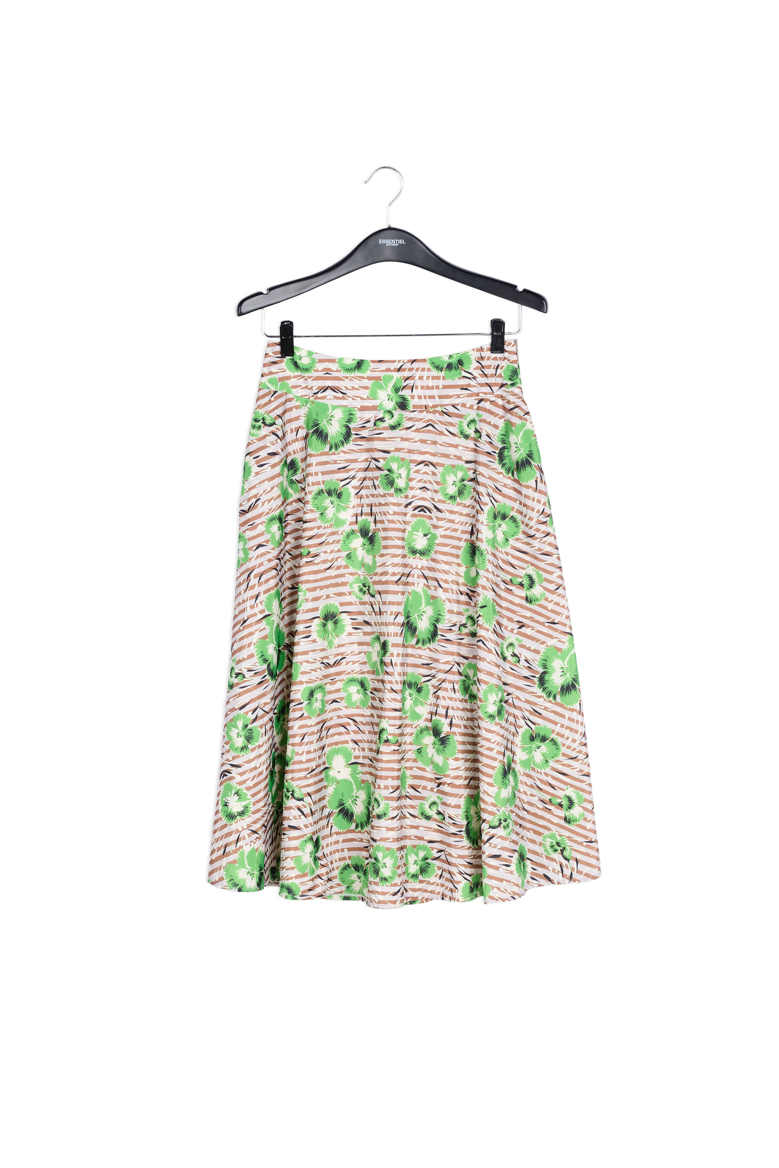 Jupe trapèze à rayures et fleurs rouges RE—SSENTIEL | Essentiel second hand