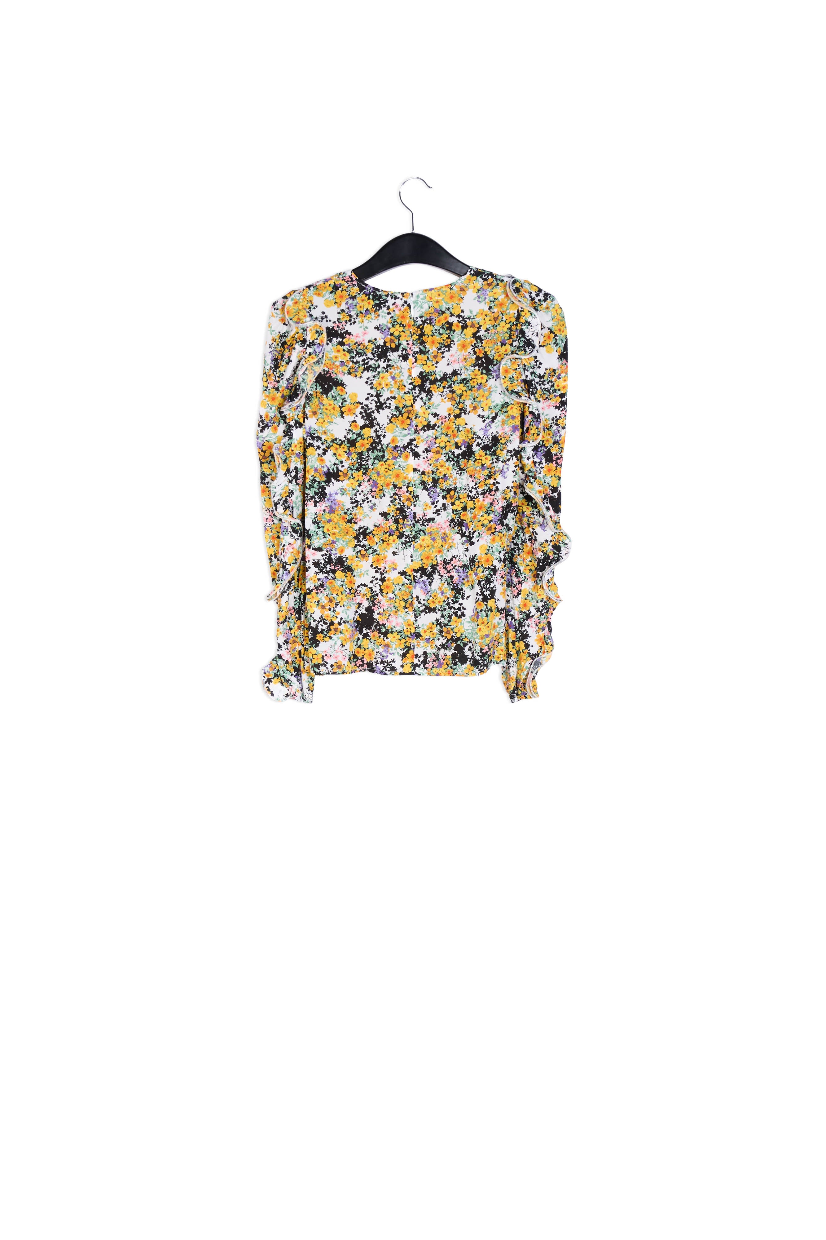 Off-white ruffled floral-print top RE—SSENTIEL | Essentiel second hand