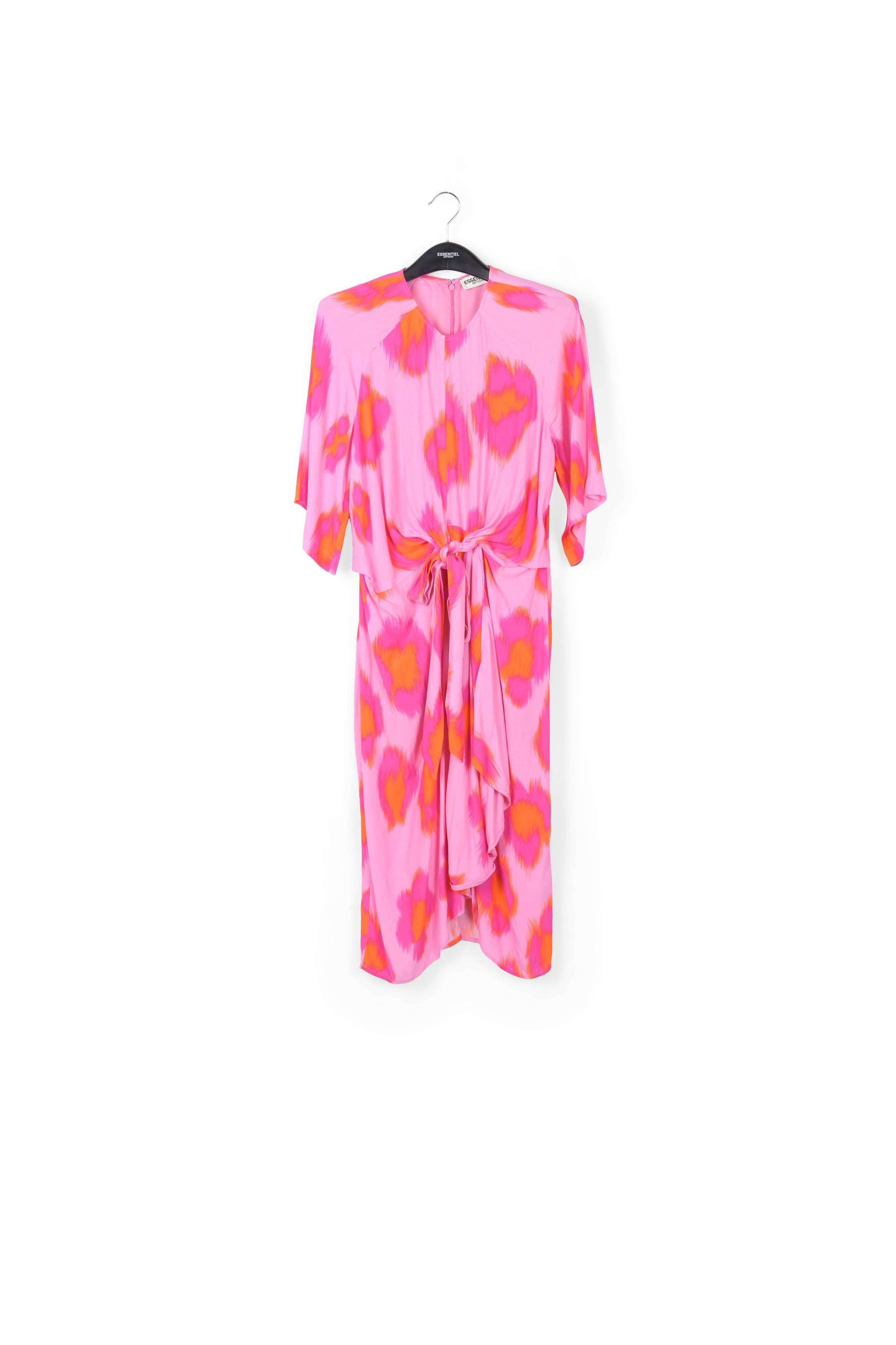 Robe midi à imprimé léopard rose, pourpre et orange RE—SSENTIEL | Essentiel second hand