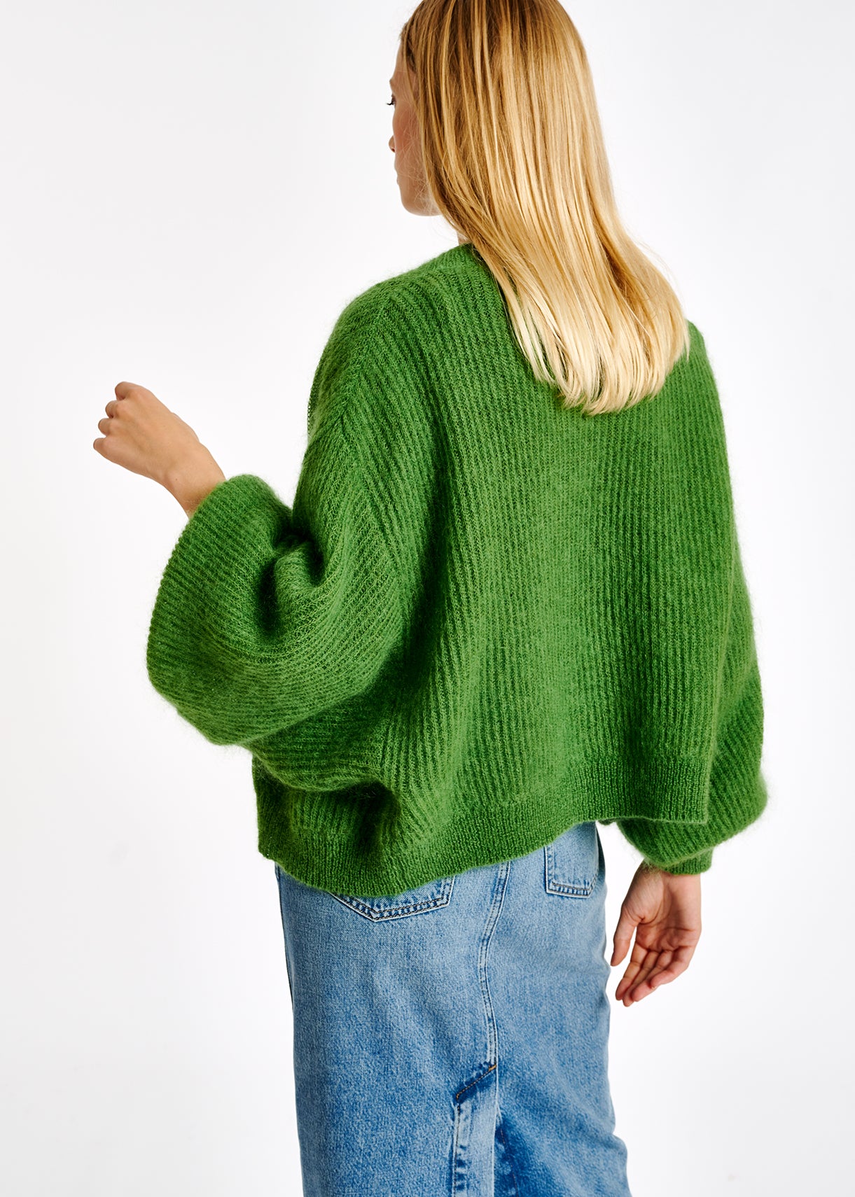Green mohair and wool blend cardigan RE—SSENTIEL | Essentiel second hand