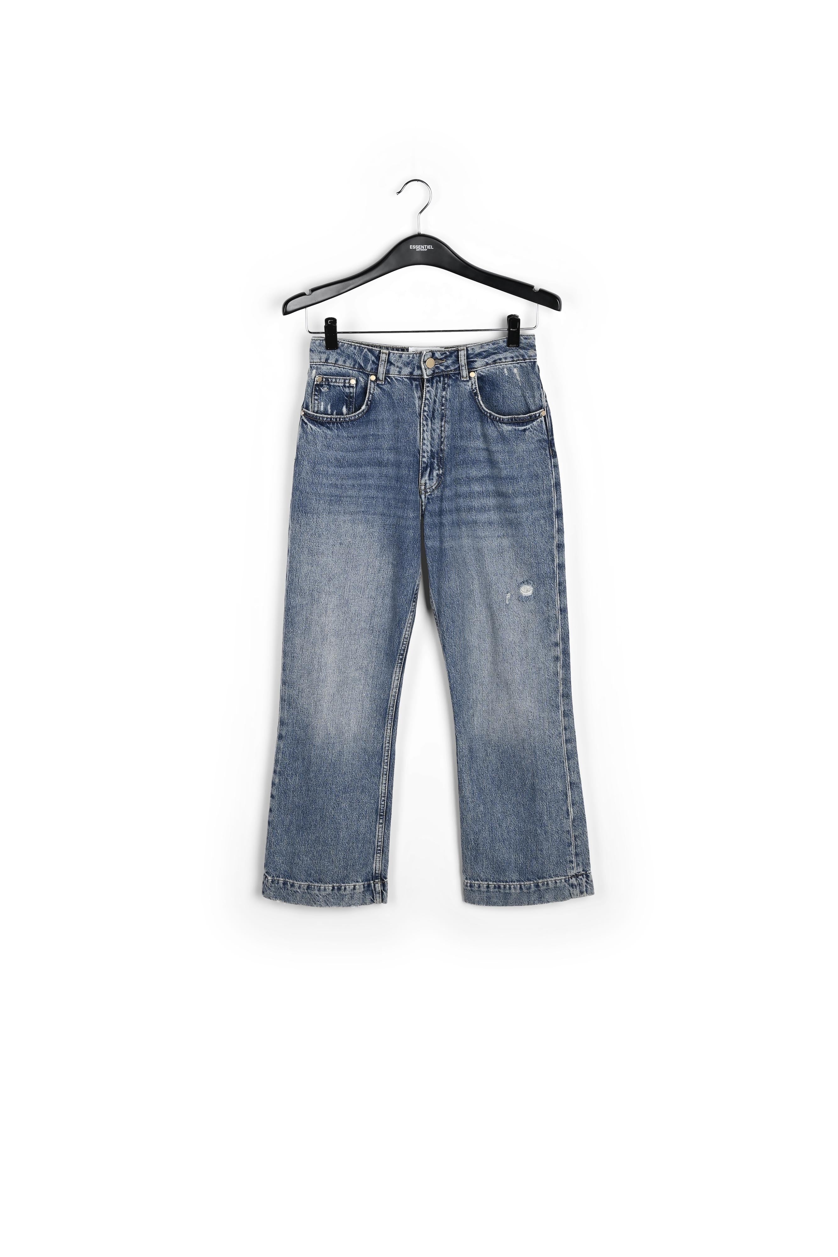 Blauwe 7/8ste jeans met hoge taille en wijdere pijpen RE—SSENTIEL | Essentiel second hand