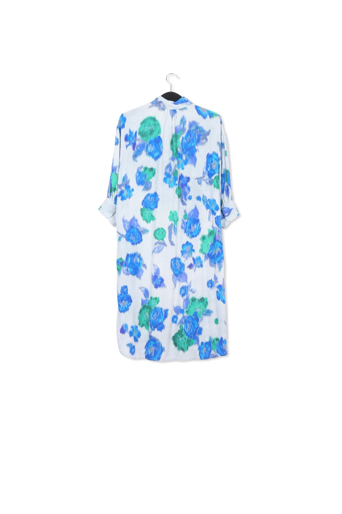 Light blue, blue and green floral-print shirt dress RE—SSENTIEL | Essentiel second hand