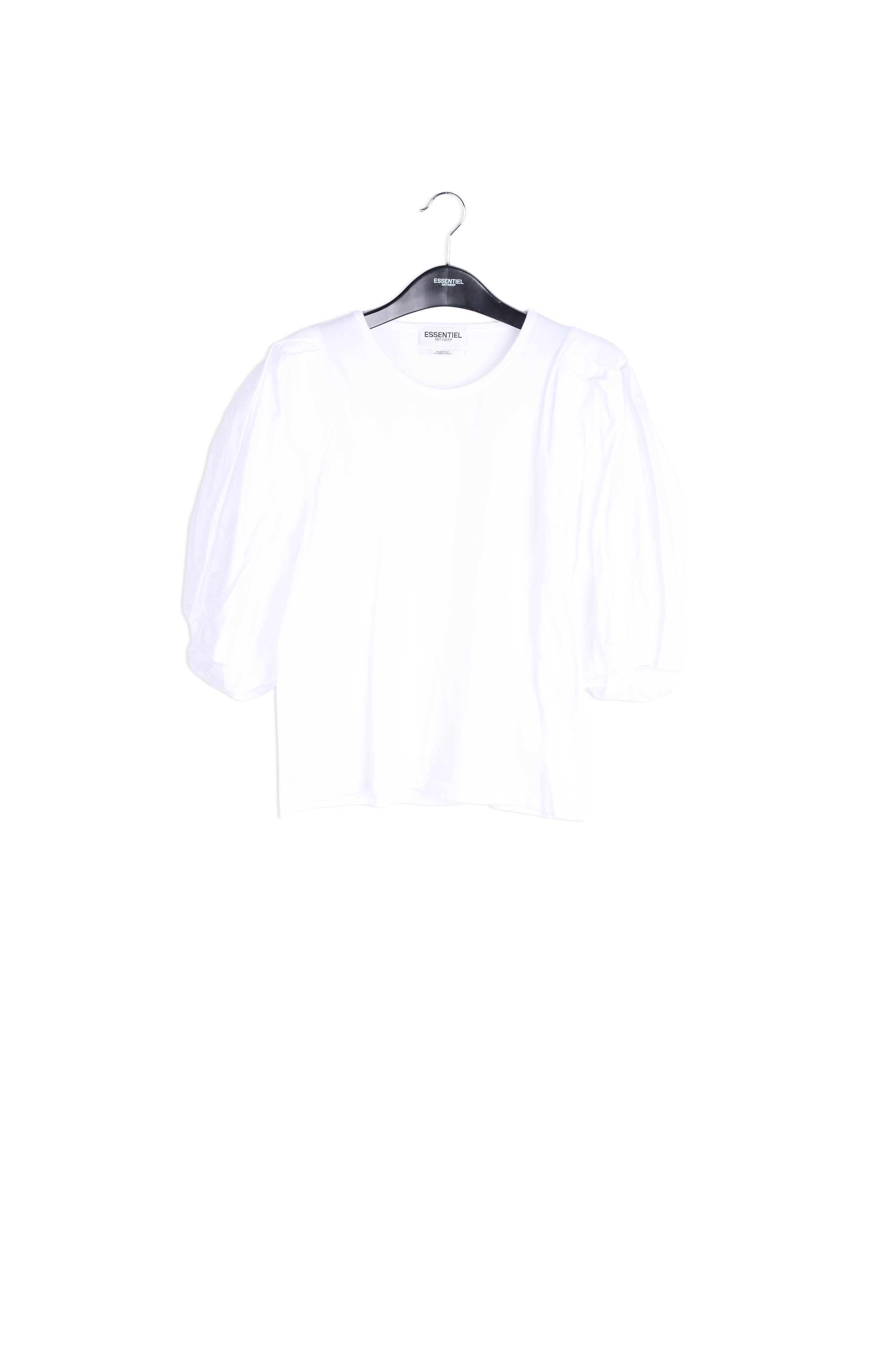 White jersey T-shirt with cotton-poplin sleeves RE—SSENTIEL | Essentiel second hand
