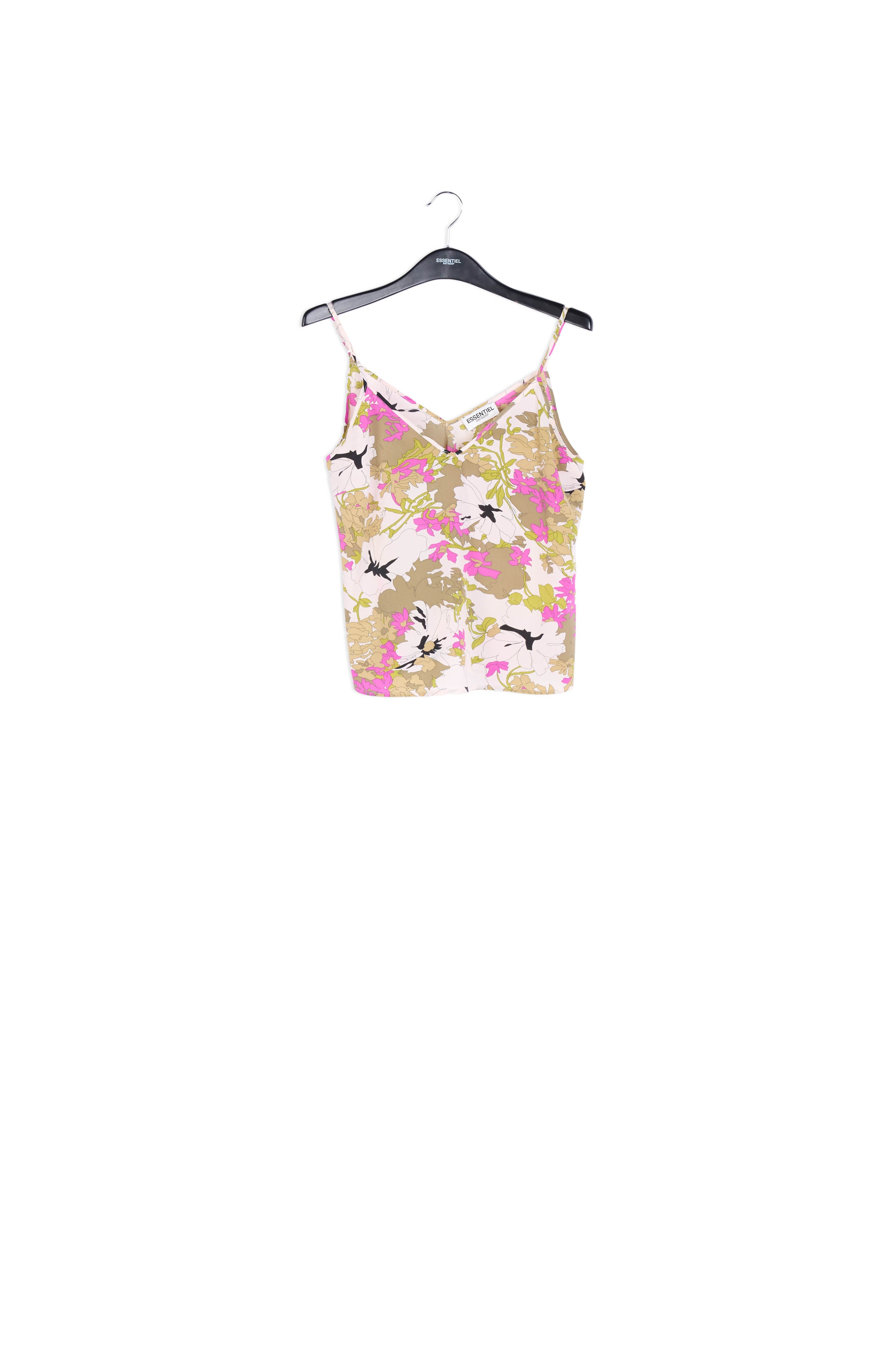 Khaki green, white and pink floral camisole RE—SSENTIEL | Essentiel second hand