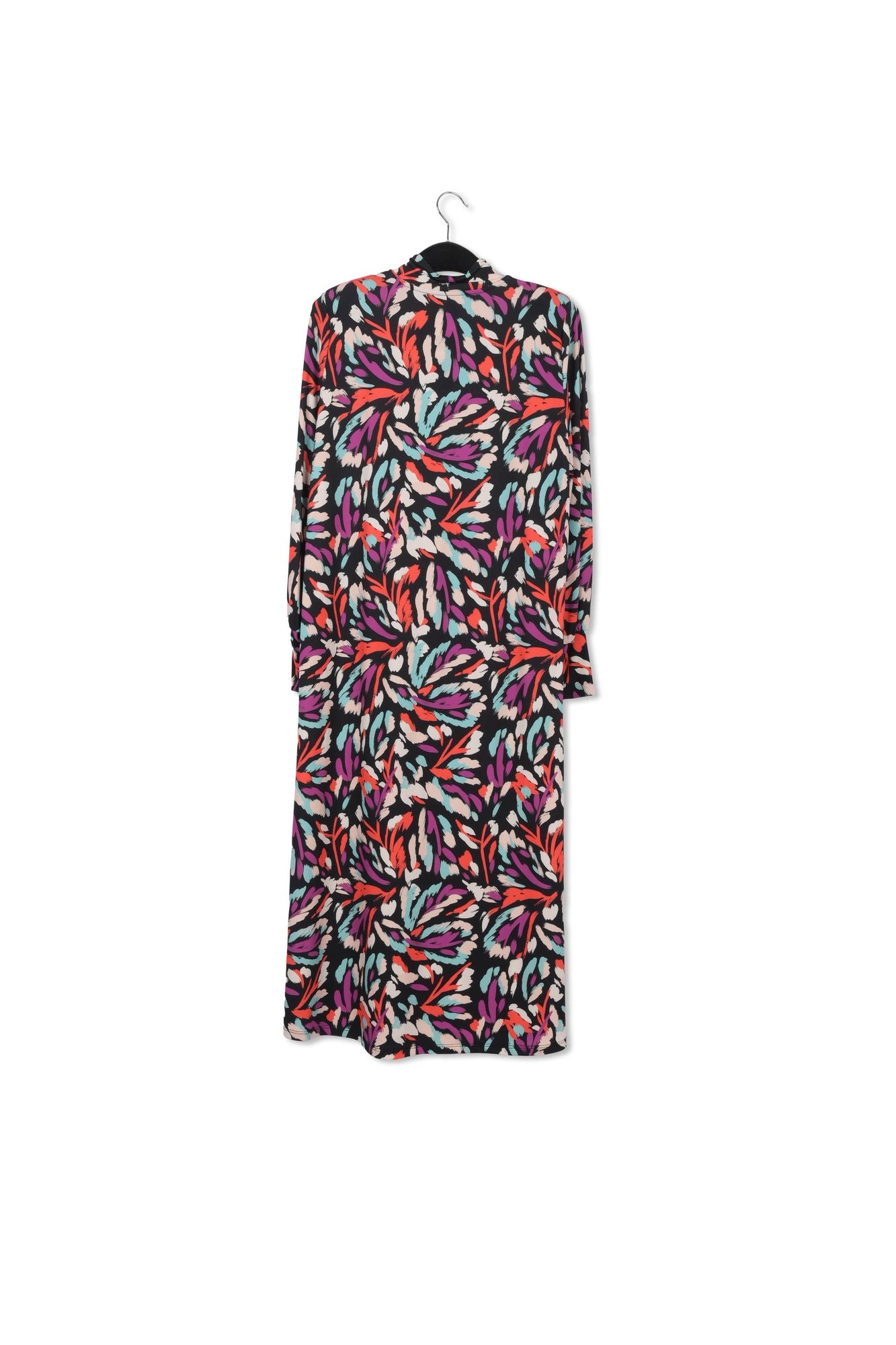 Black, coral red and purple stretch-jersey midi dress RE—SSENTIEL | Essentiel second hand