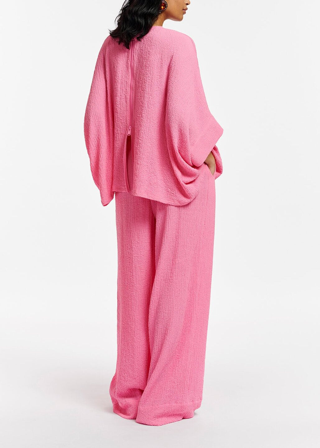Pink oversized seersucker top RE—SSENTIEL | Essentiel second hand