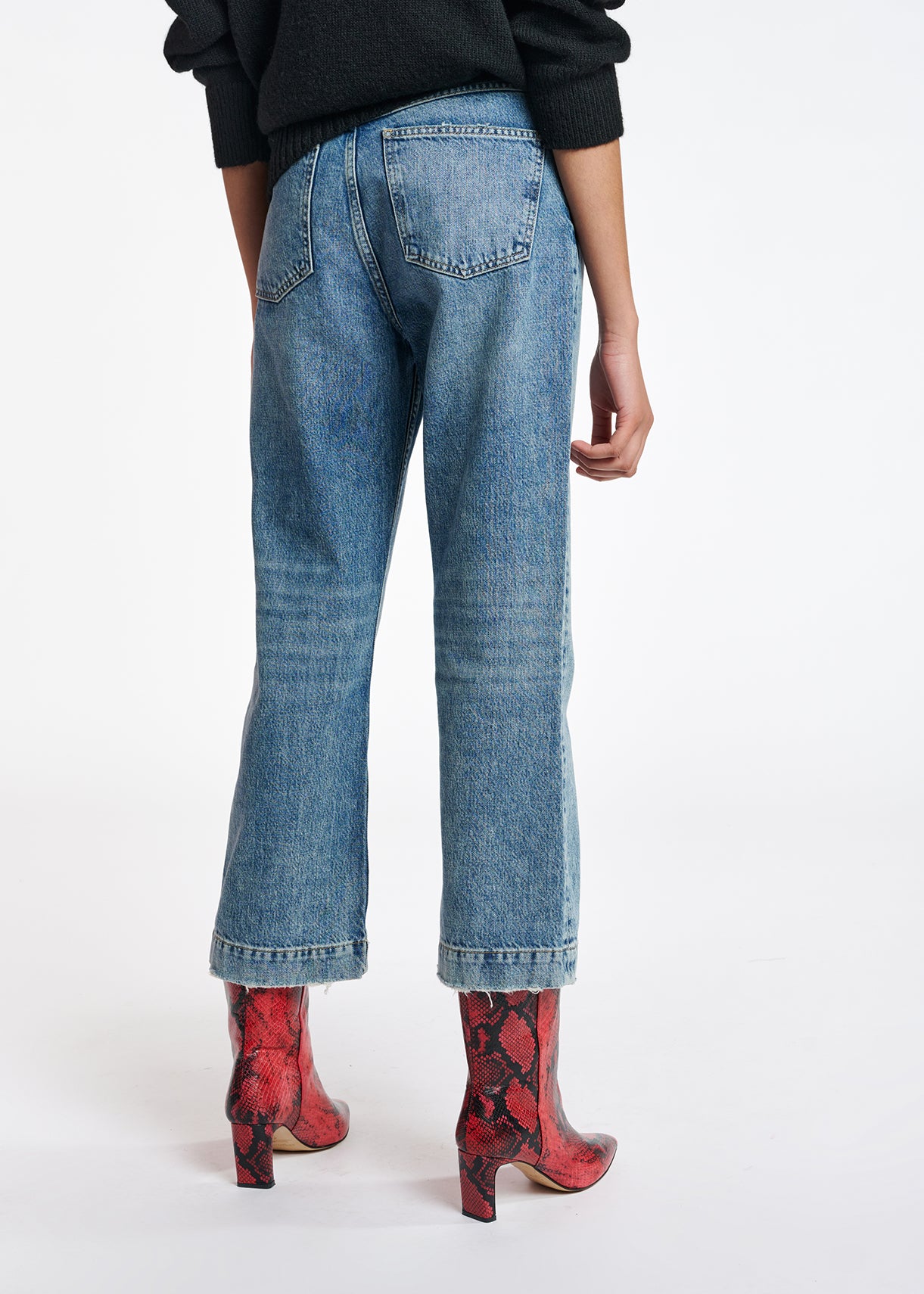Blue cropped high-rise flared jeans RE—SSENTIEL | Essentiel second hand