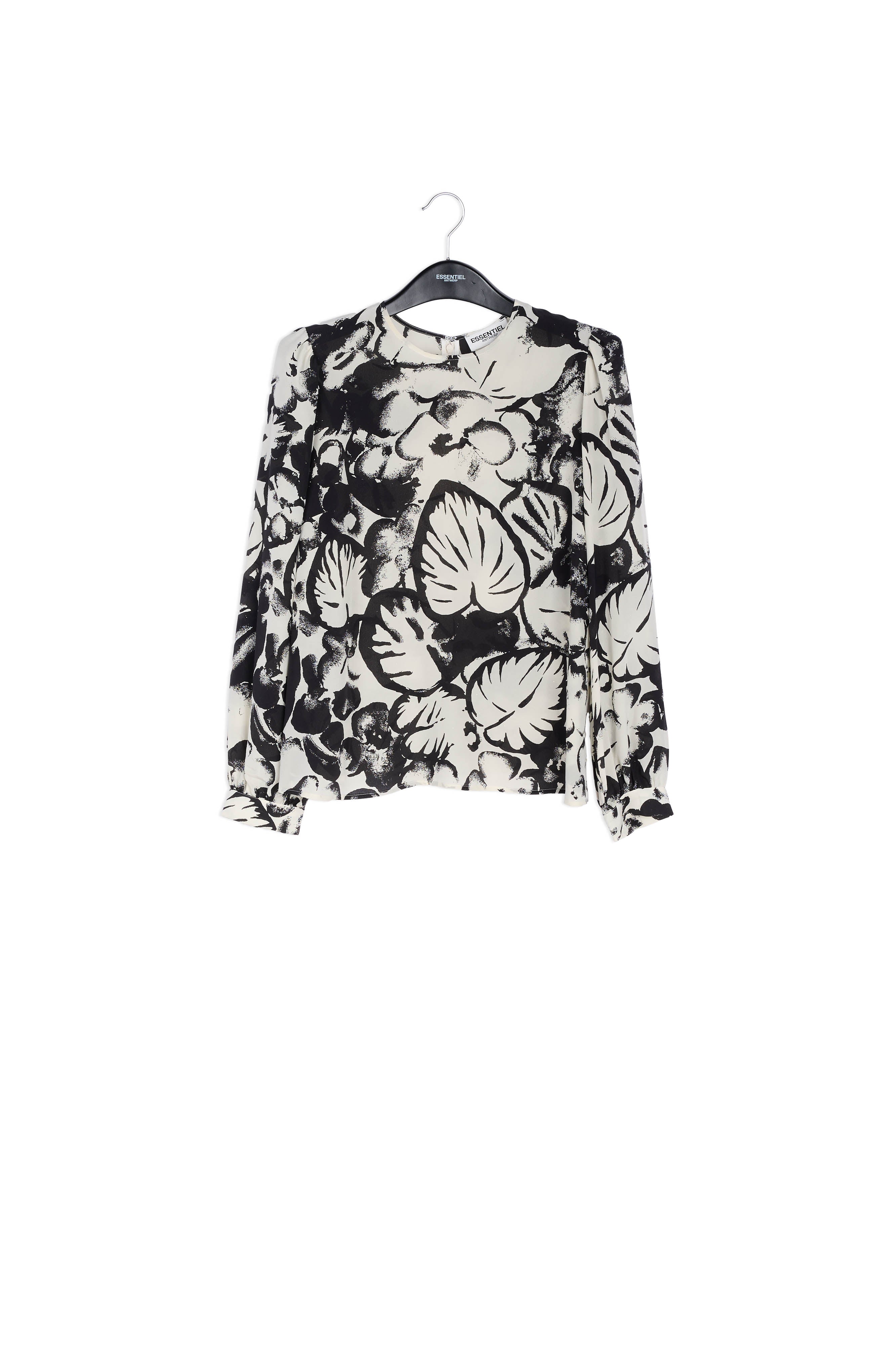 Blouse en soie blanc cassé à imprimé botanique RE—SSENTIEL | Essentiel second hand