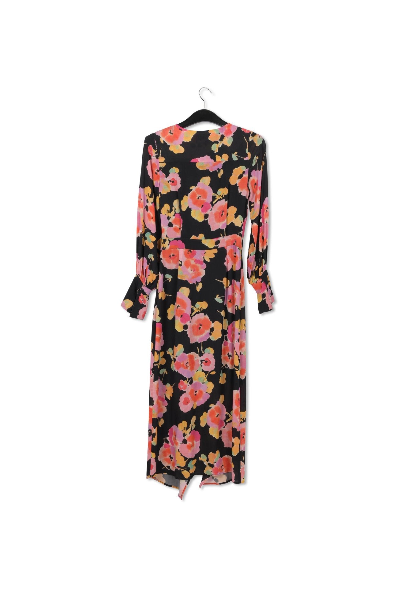 Black floral-print midi dress RE—SSENTIEL | Essentiel second hand