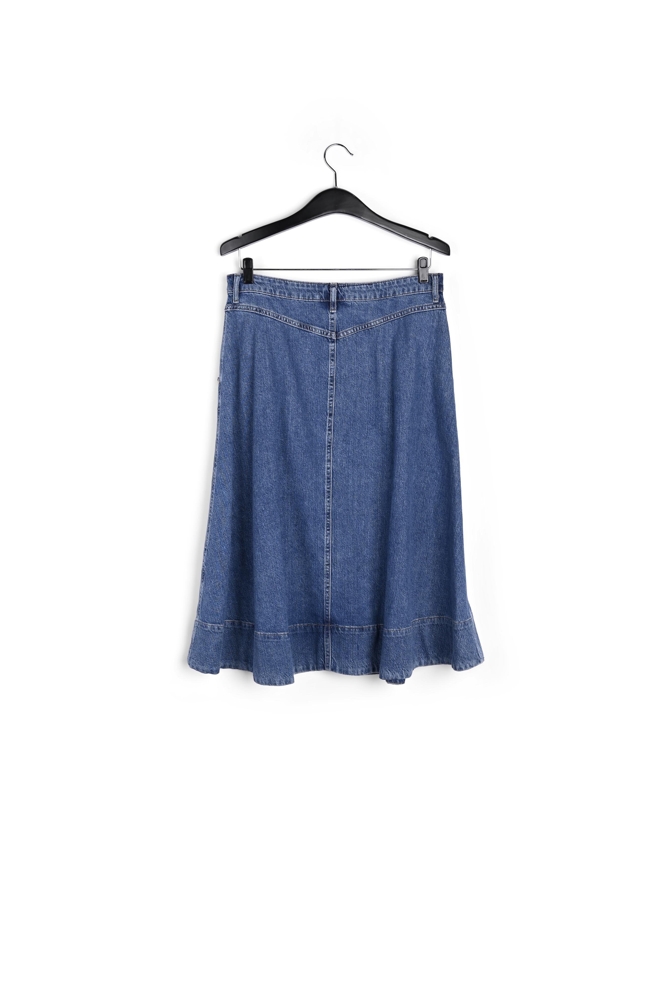 Dark blue denim pleated midi skirt RE—SSENTIEL | Essentiel second hand