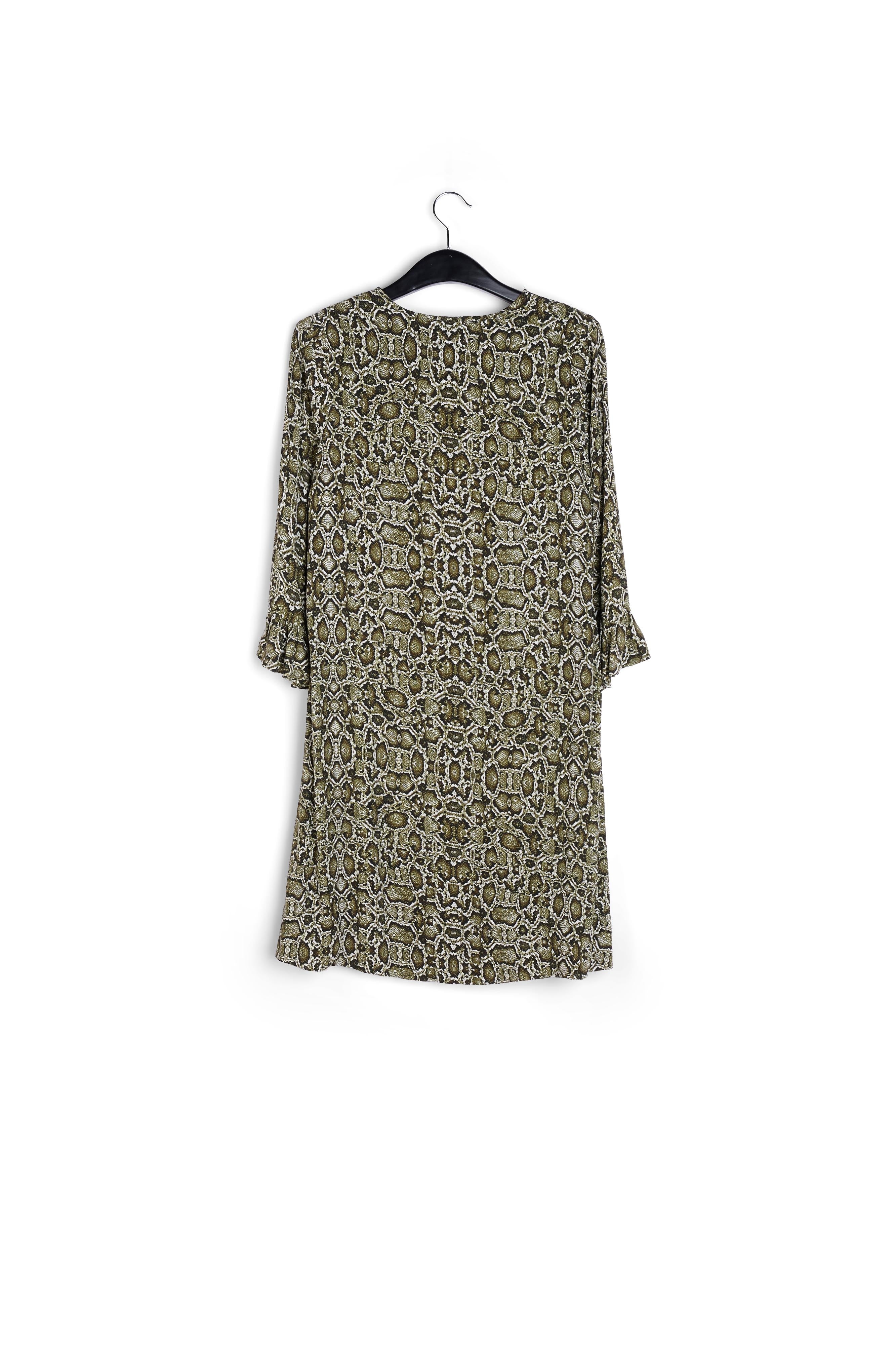 Kakigroene mini-jurk met slangenprint RE—SSENTIEL | Essentiel second hand