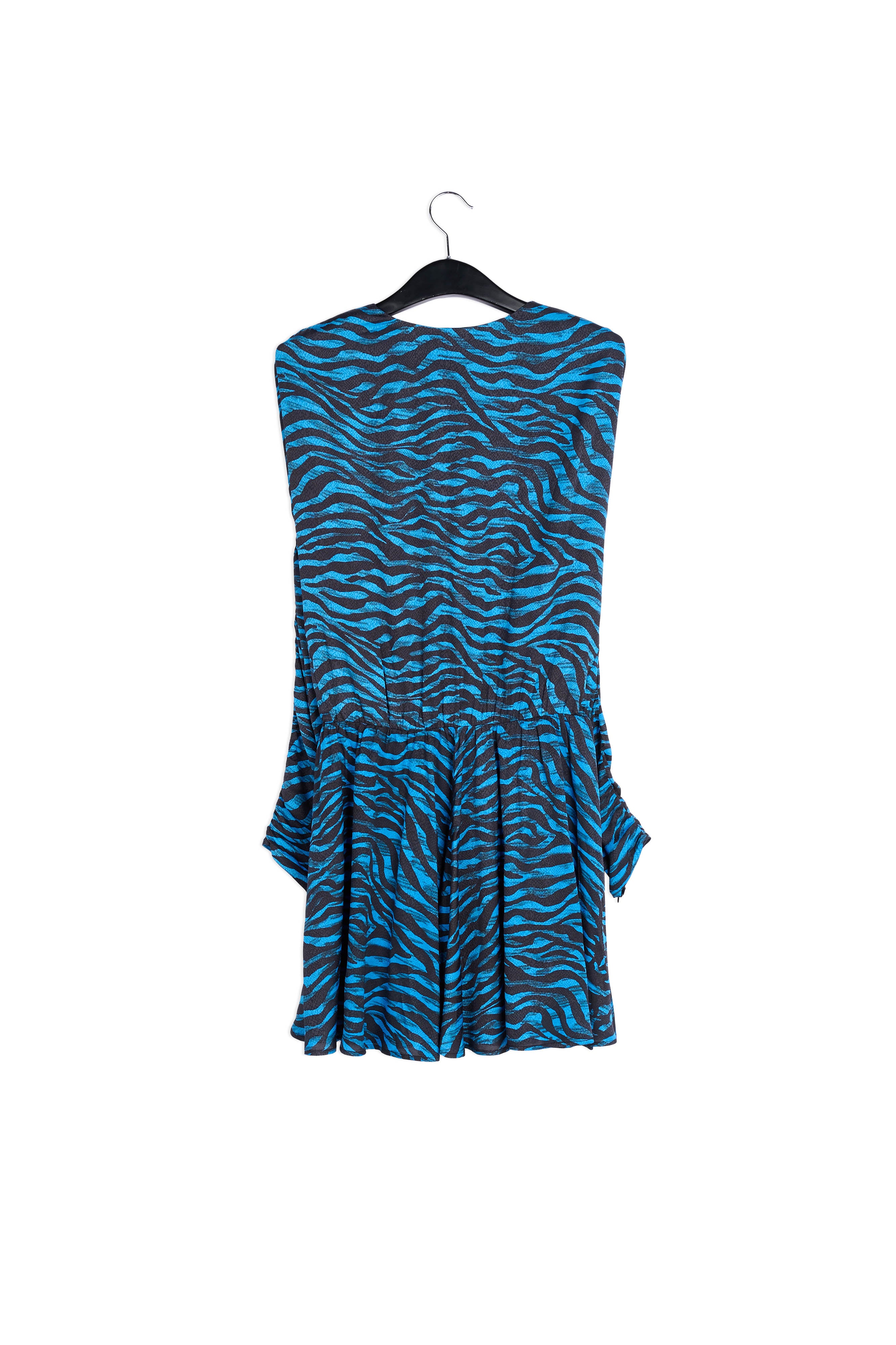 Mini-robe volumineuse zébrée turquoise et noir RE—SSENTIEL | Essentiel second hand