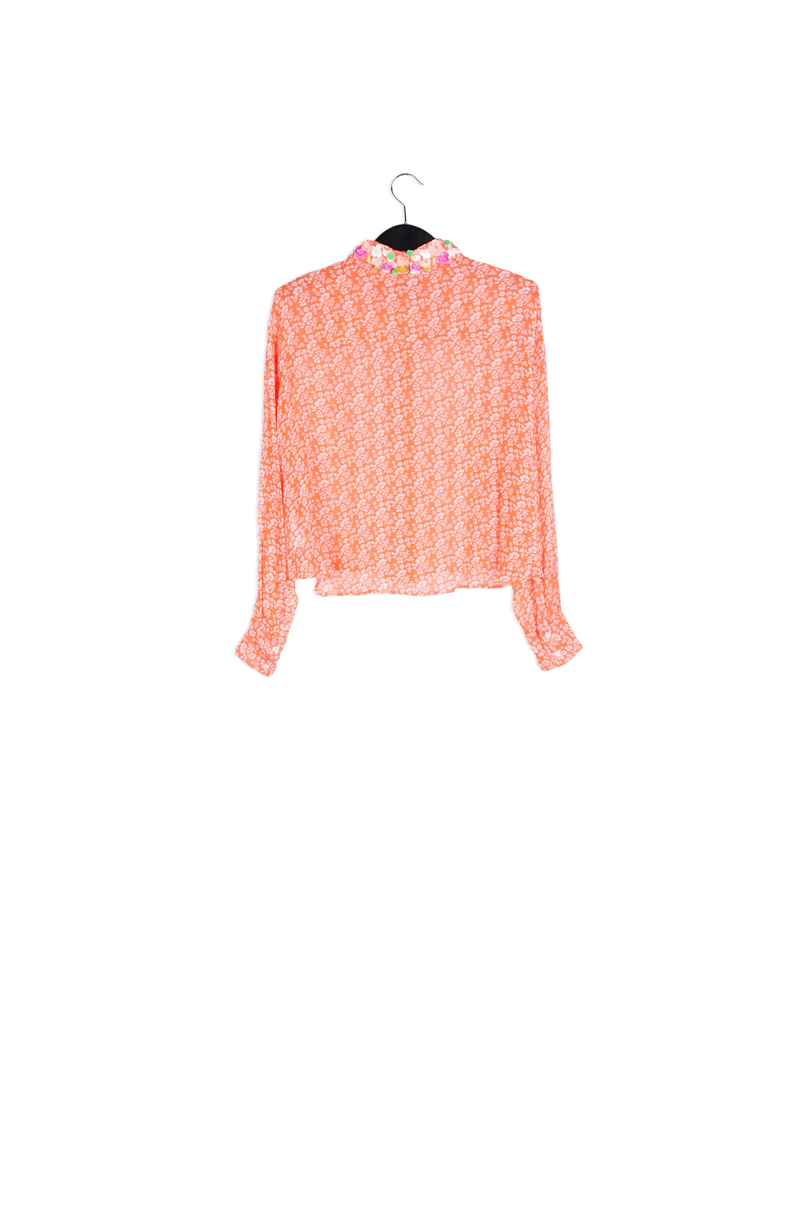 Orange floral-print shirt with sequin collar RE—SSENTIEL | Essentiel second hand