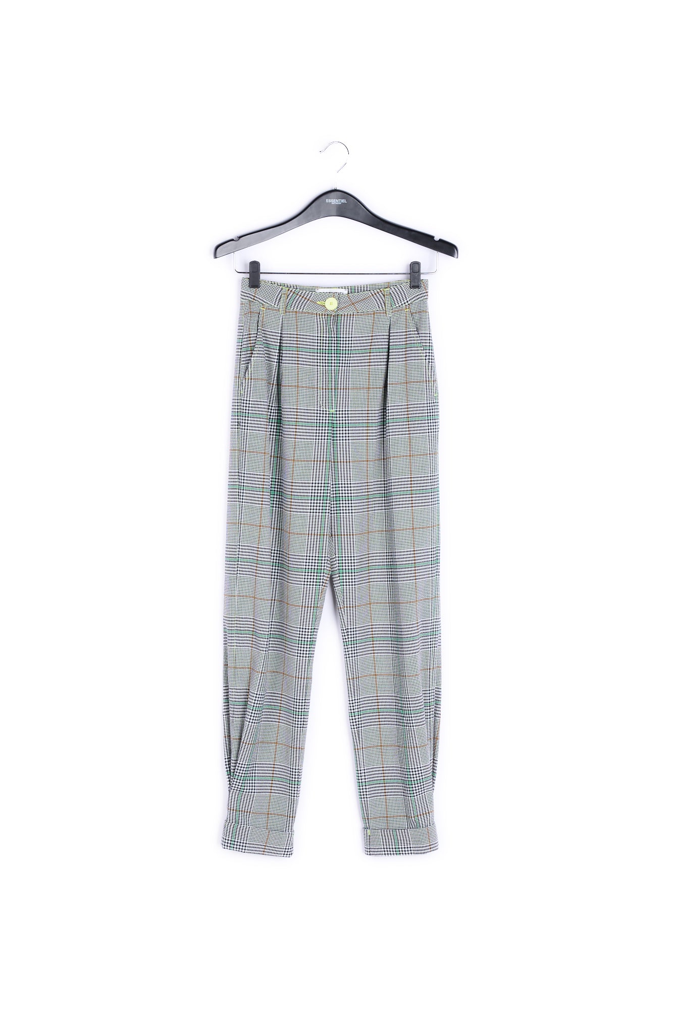 Off-white plaid high-rise pants RE—SSENTIEL | Essentiel second hand