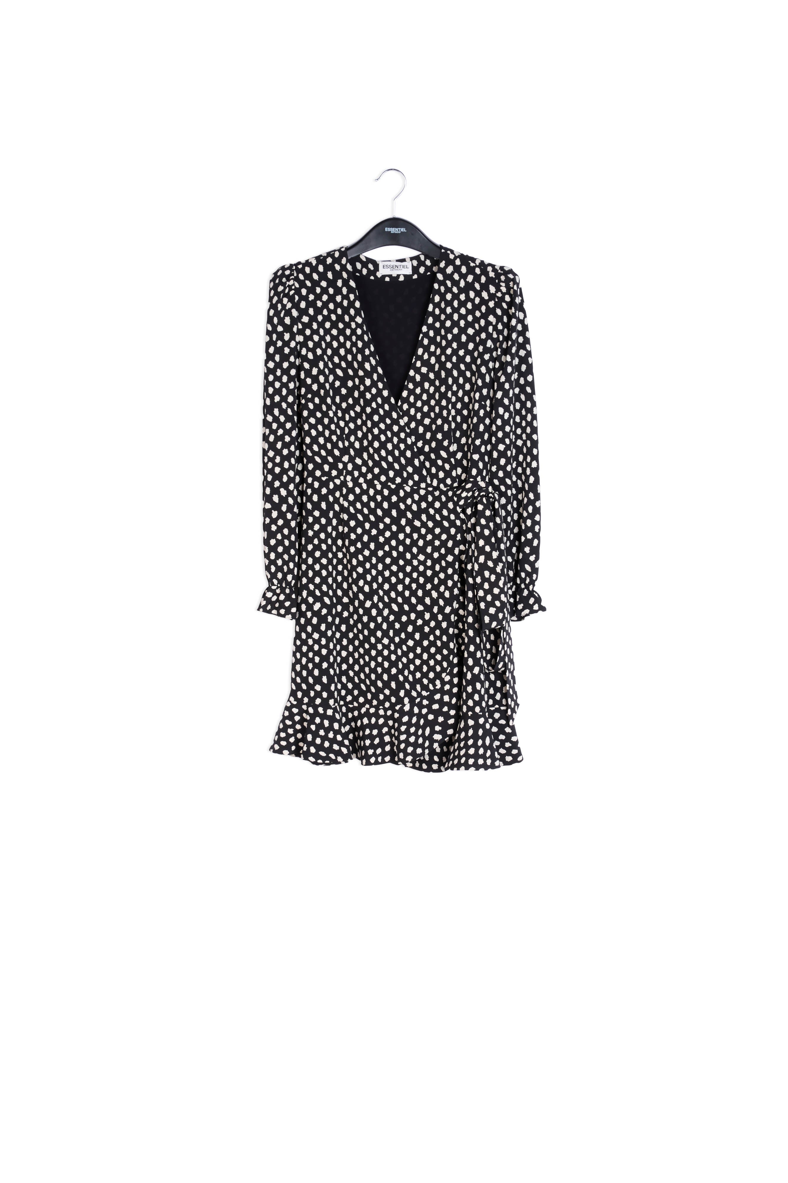 Mini robe cache-cœur noire à pois RE—SSENTIEL | Essentiel second hand
