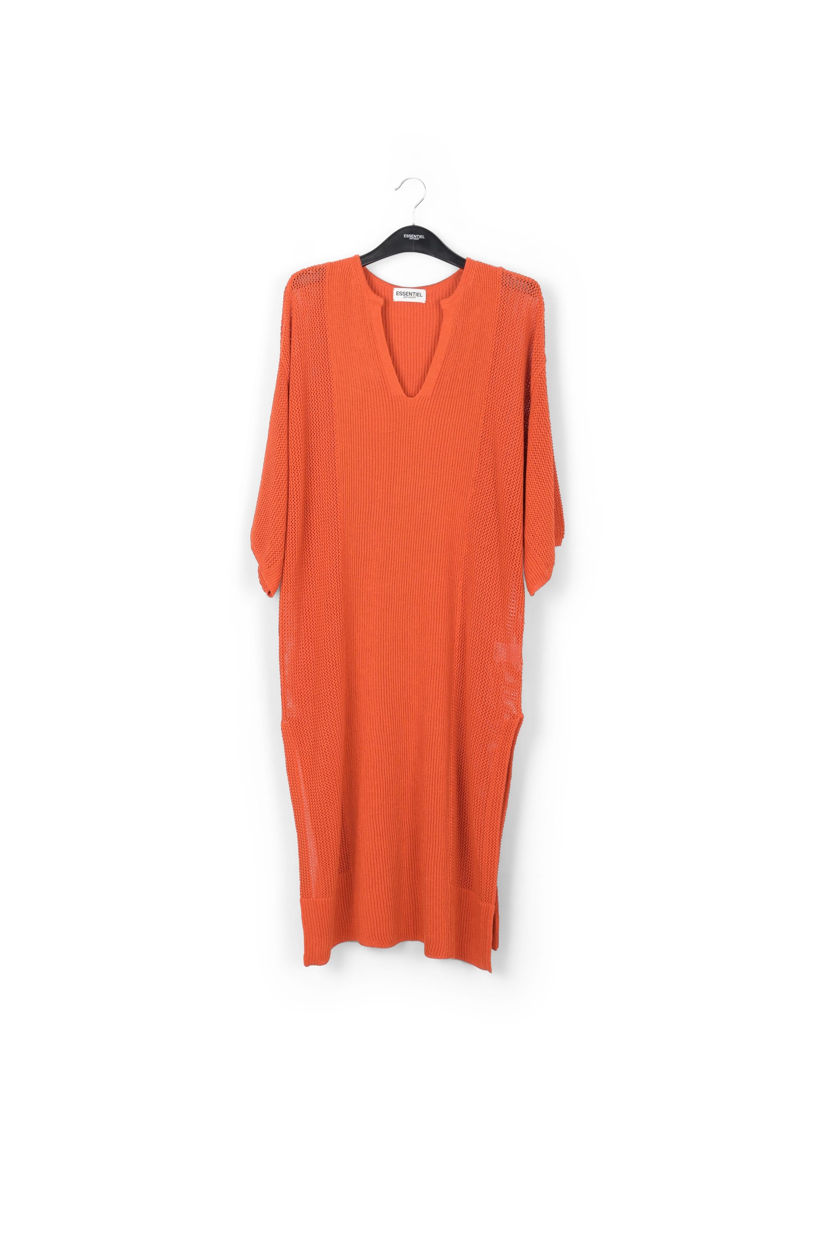 Orange loose-fit knit kaftan dress RE—SSENTIEL | Essentiel second hand