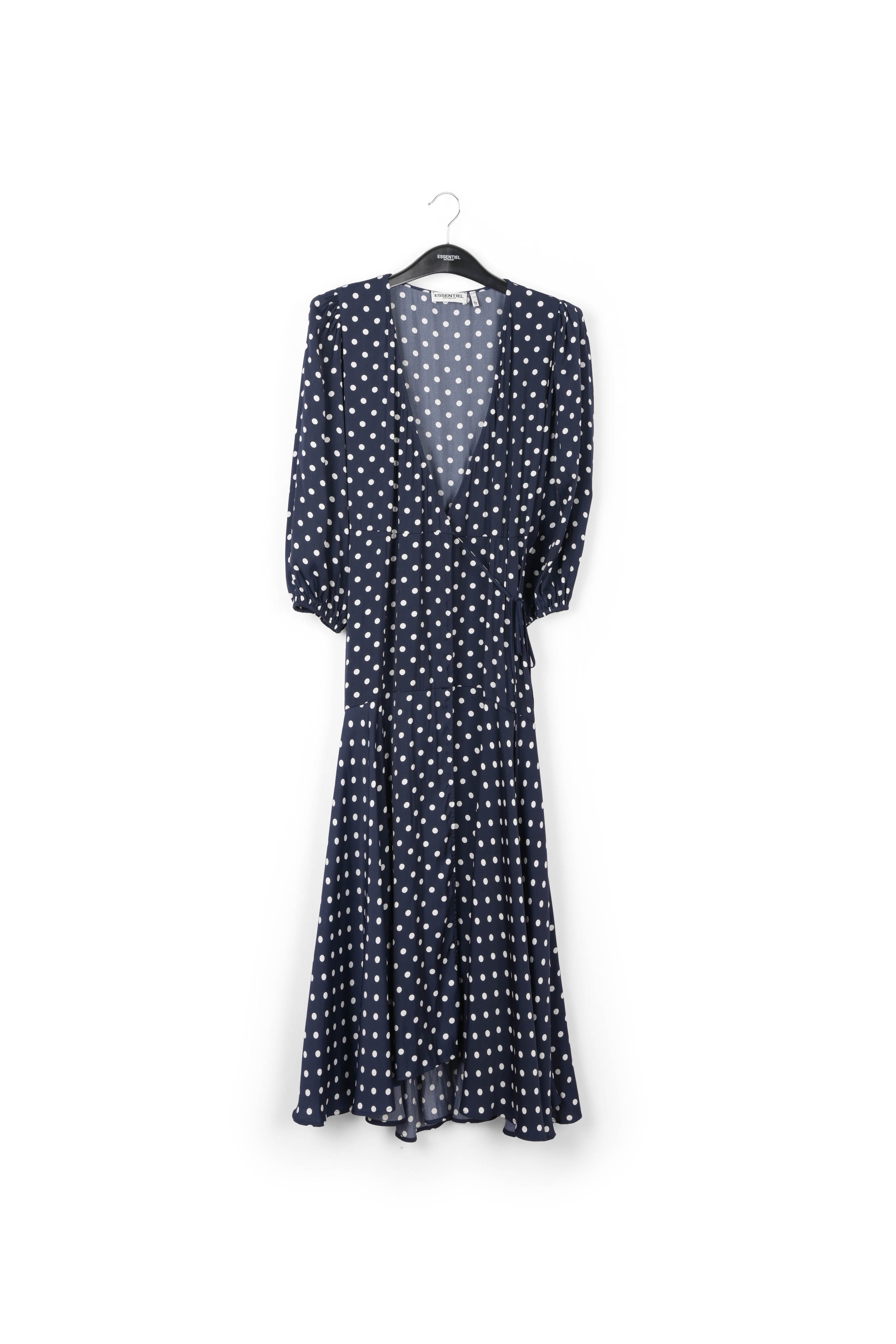 Dark blue polka dot wrap maxi dress RE—SSENTIEL | Essentiel second hand