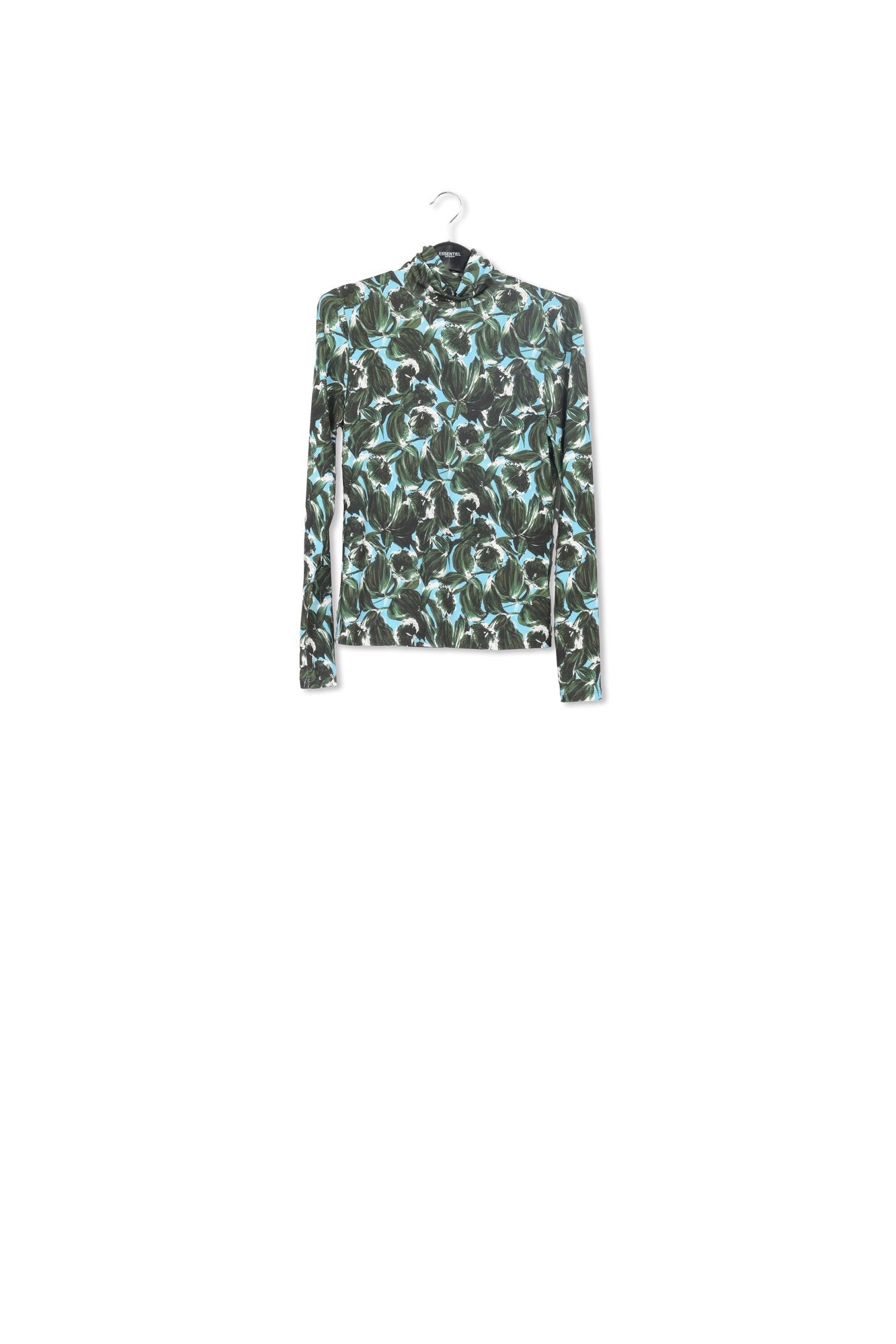 Top à  col roulé imprimé feuillage bleu et vert RE—SSENTIEL | Essentiel second hand
