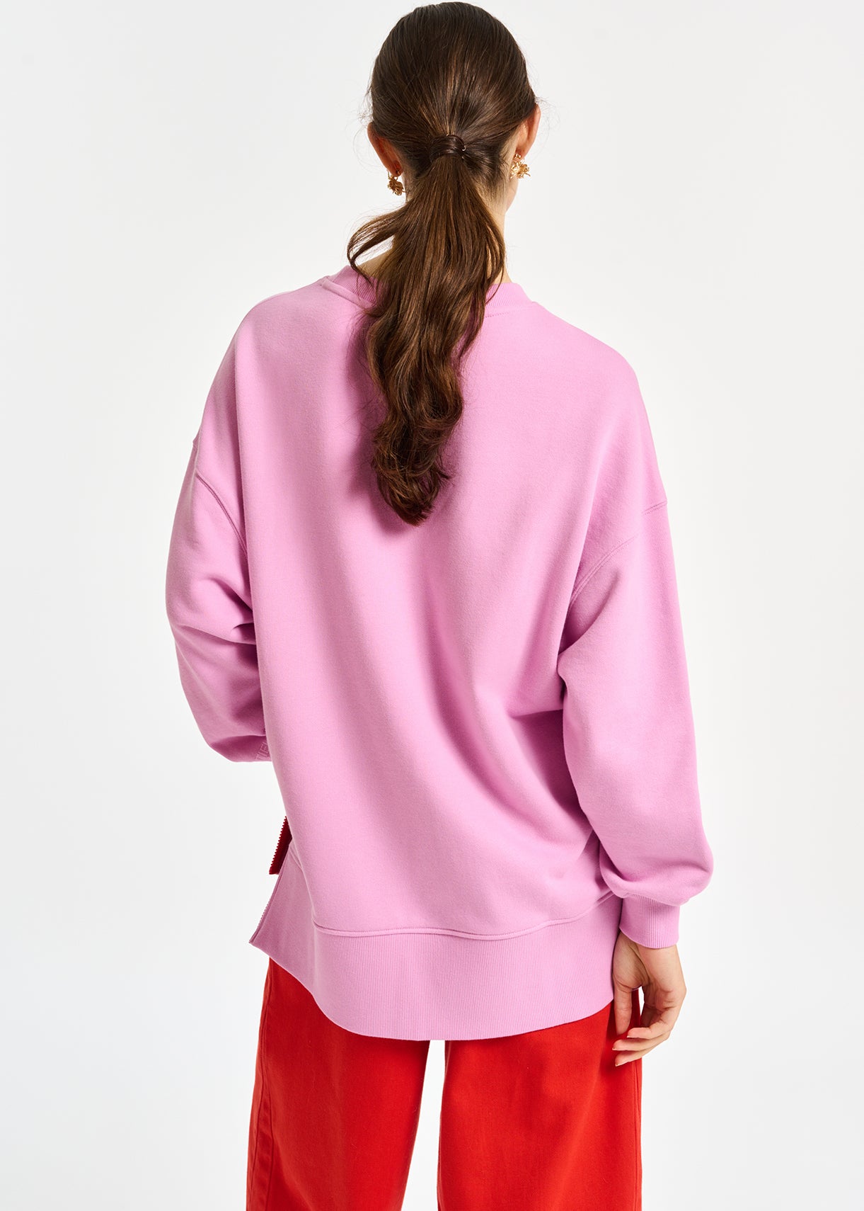 Light pink organic cotton sweatshirt with boxy cut RE—SSENTIEL | Essentiel second hand