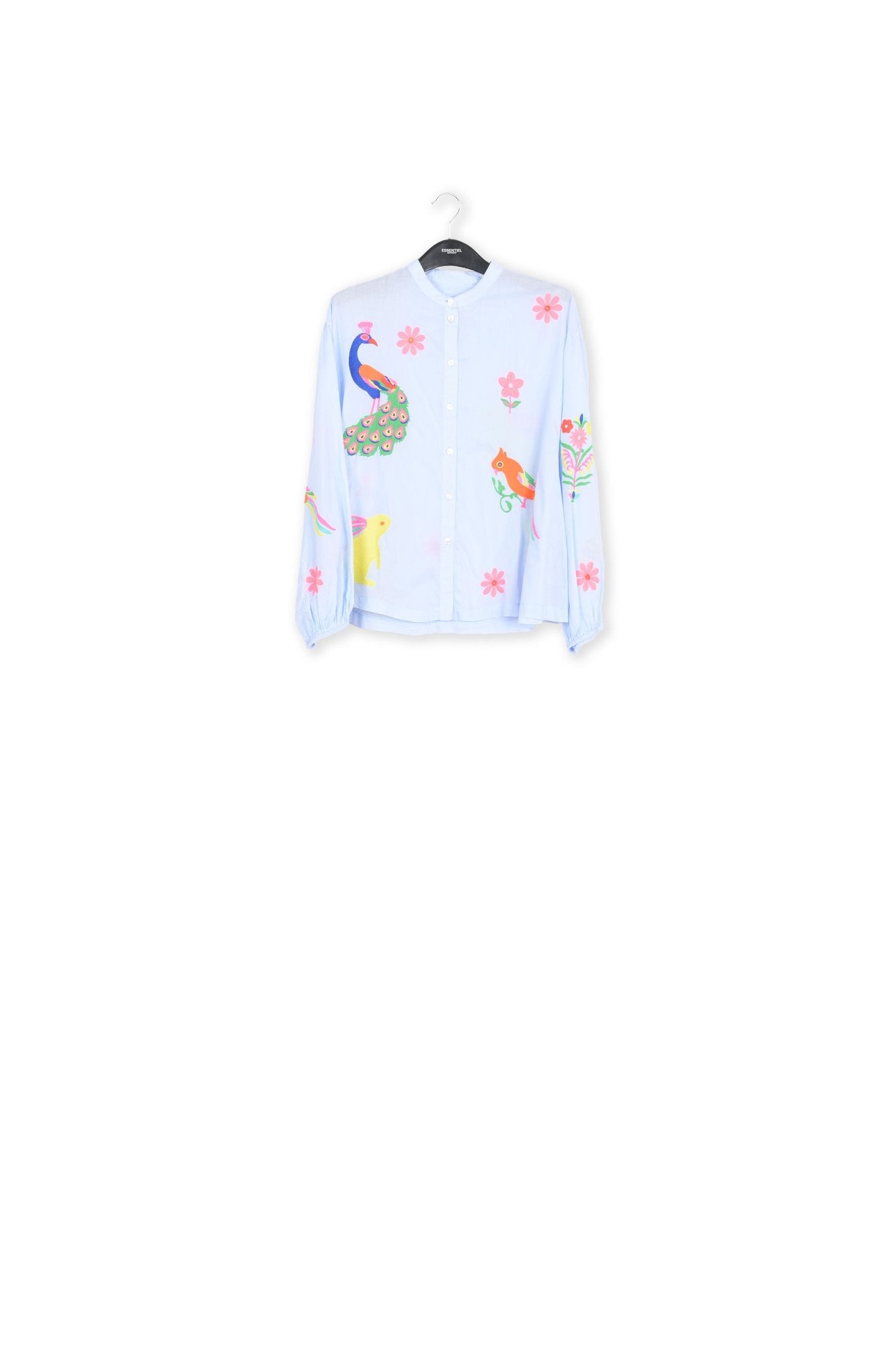 Light blue cotton shirt with embroideries RE—SSENTIEL | Essentiel second hand