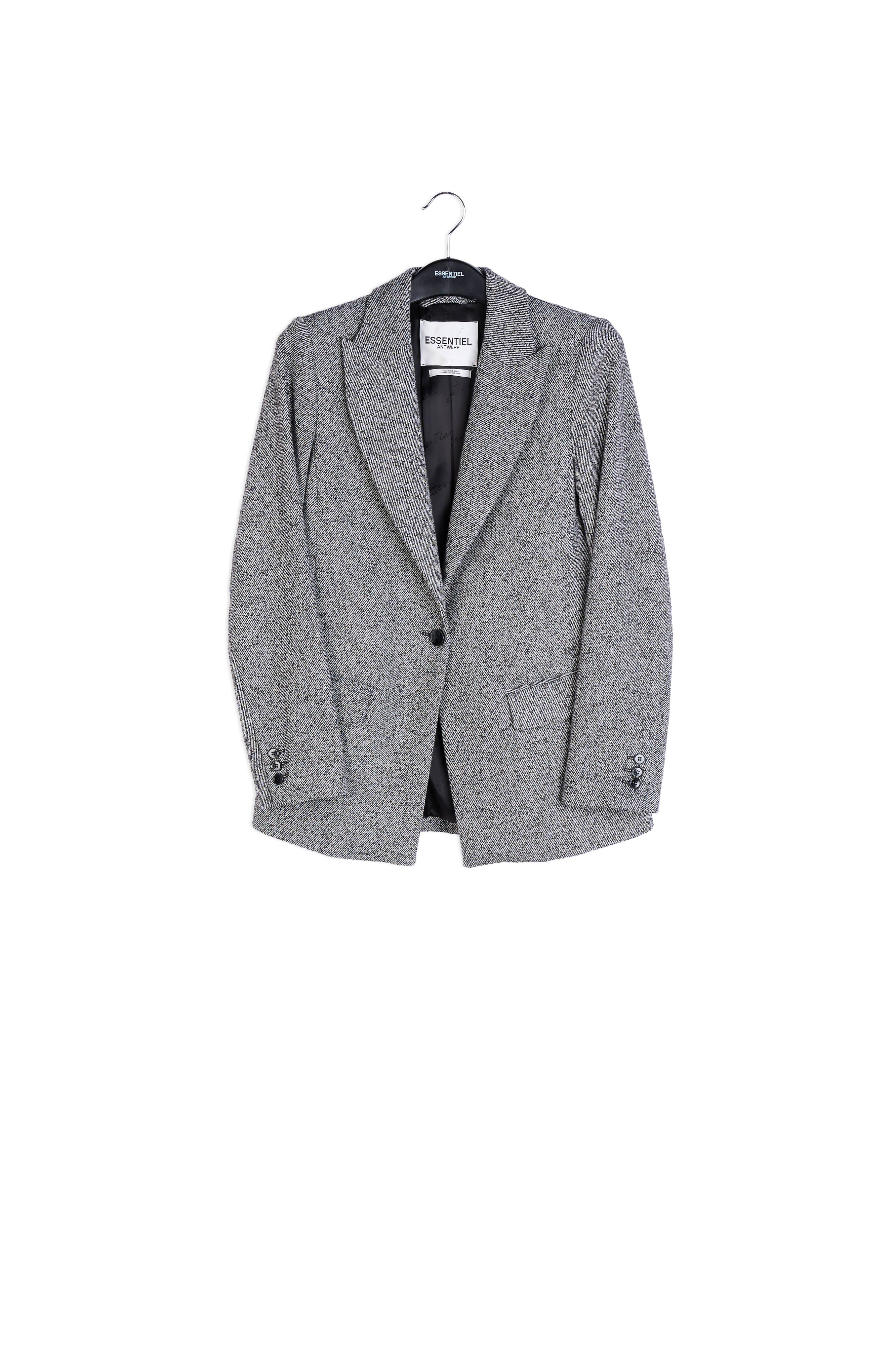 Veste tailleur gris mêlé à coupe droite RE—SSENTIEL | Essentiel second hand