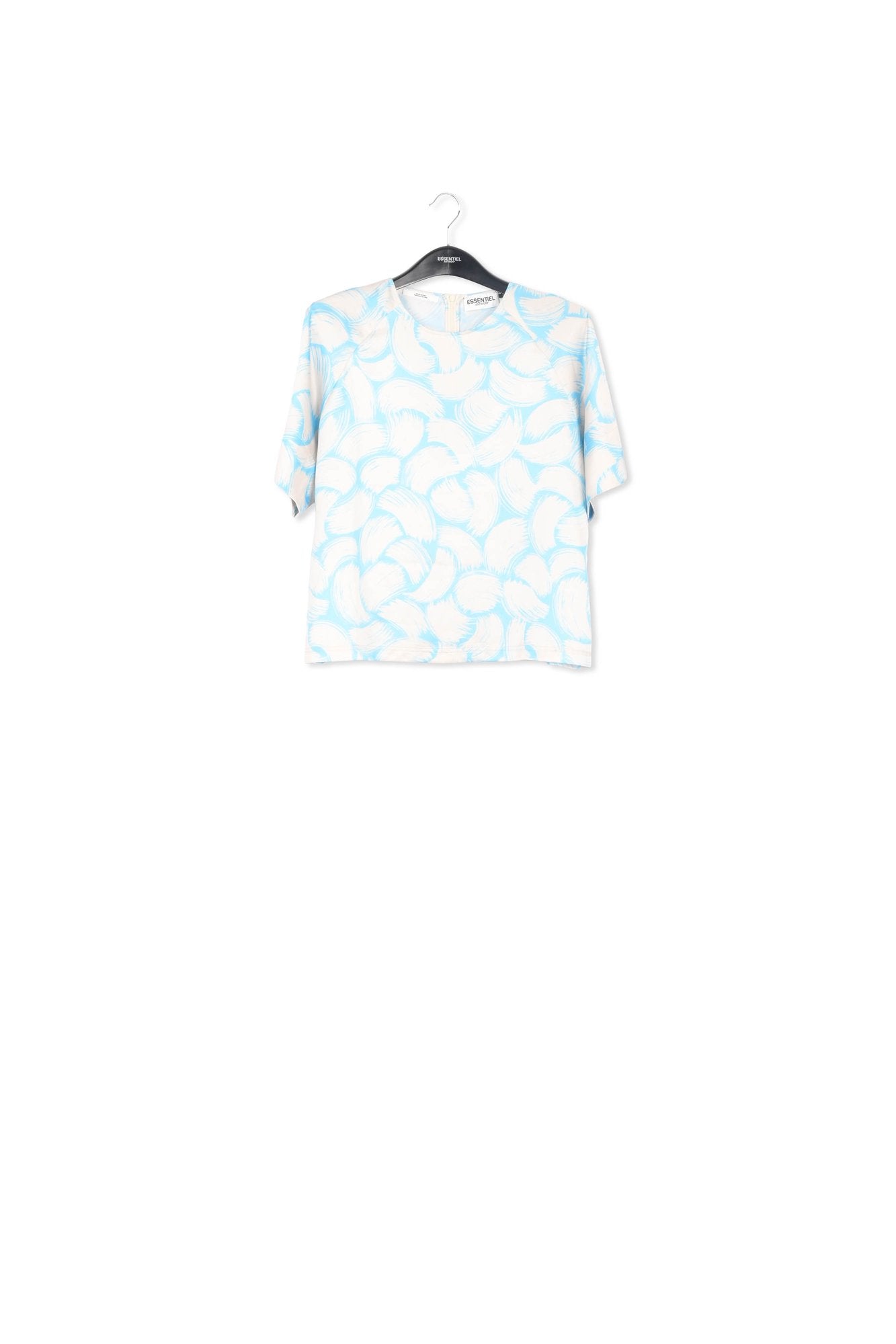 Top oversize à imprimé abstrait bleu et blanc cassé RE—SSENTIEL | Essentiel second hand