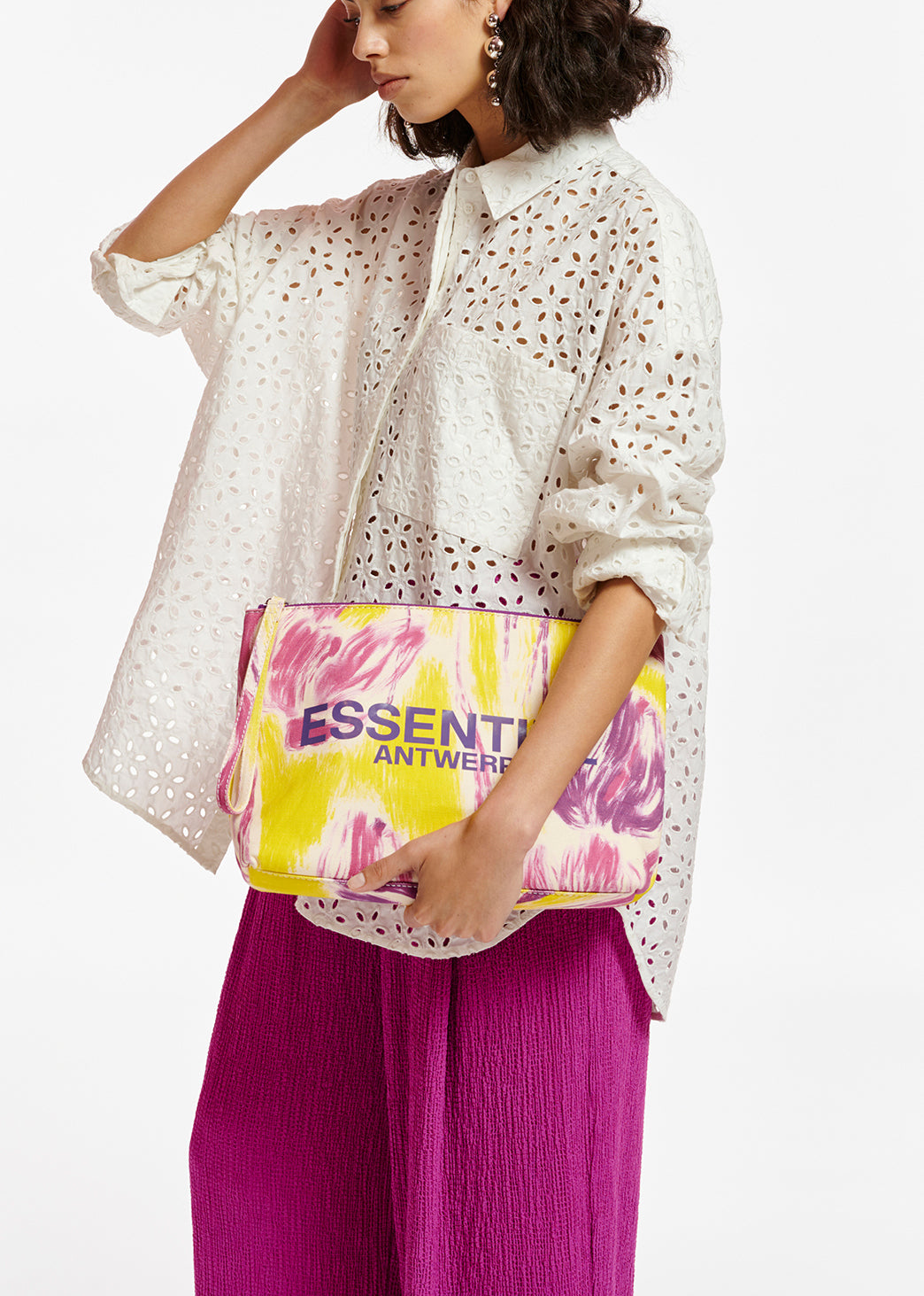 White broderie anglaise cotton shirt RE—SSENTIEL | Essentiel second hand