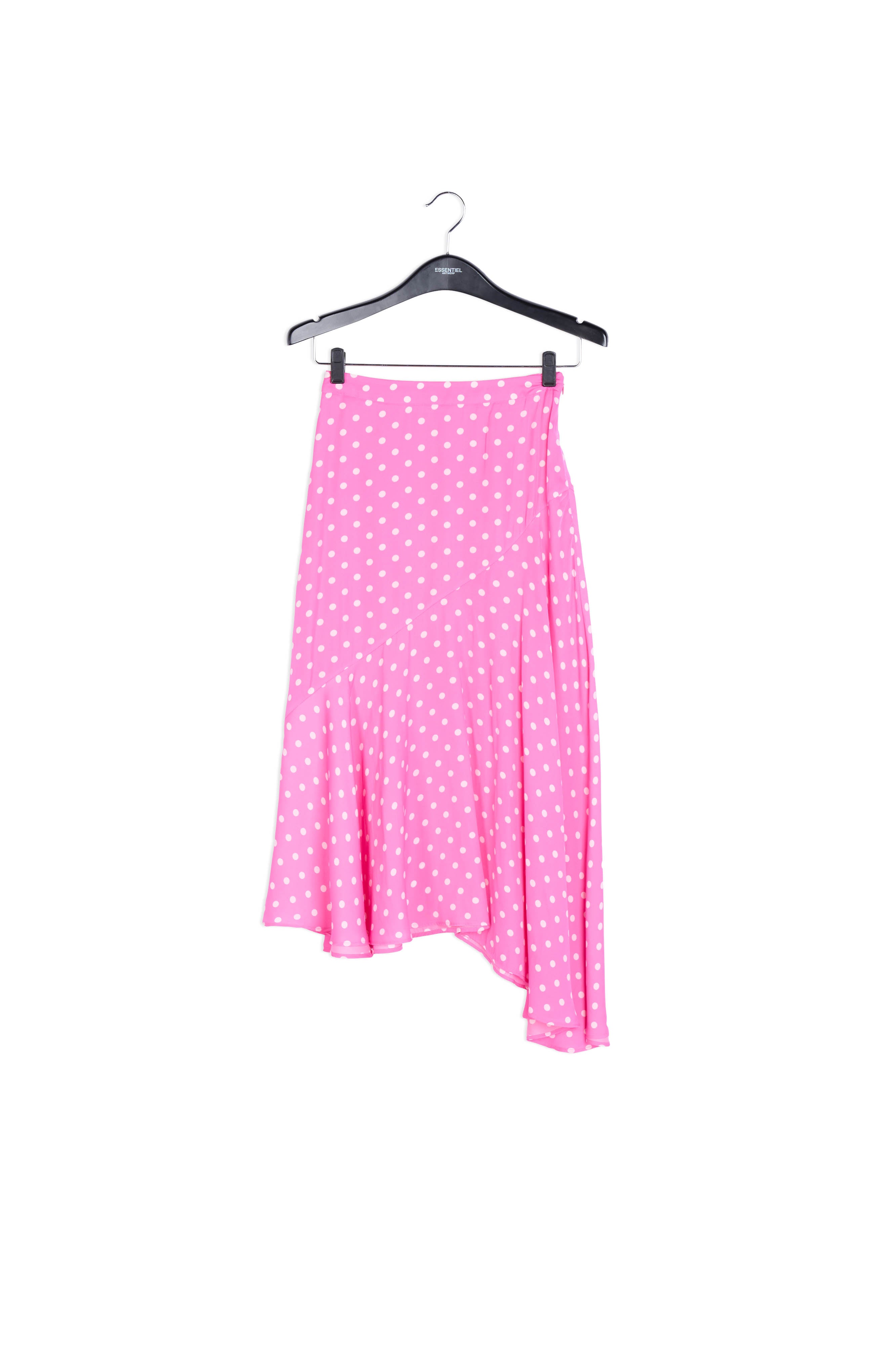 Jupe midi rose fluo à pois RE—SSENTIEL | Essentiel second hand