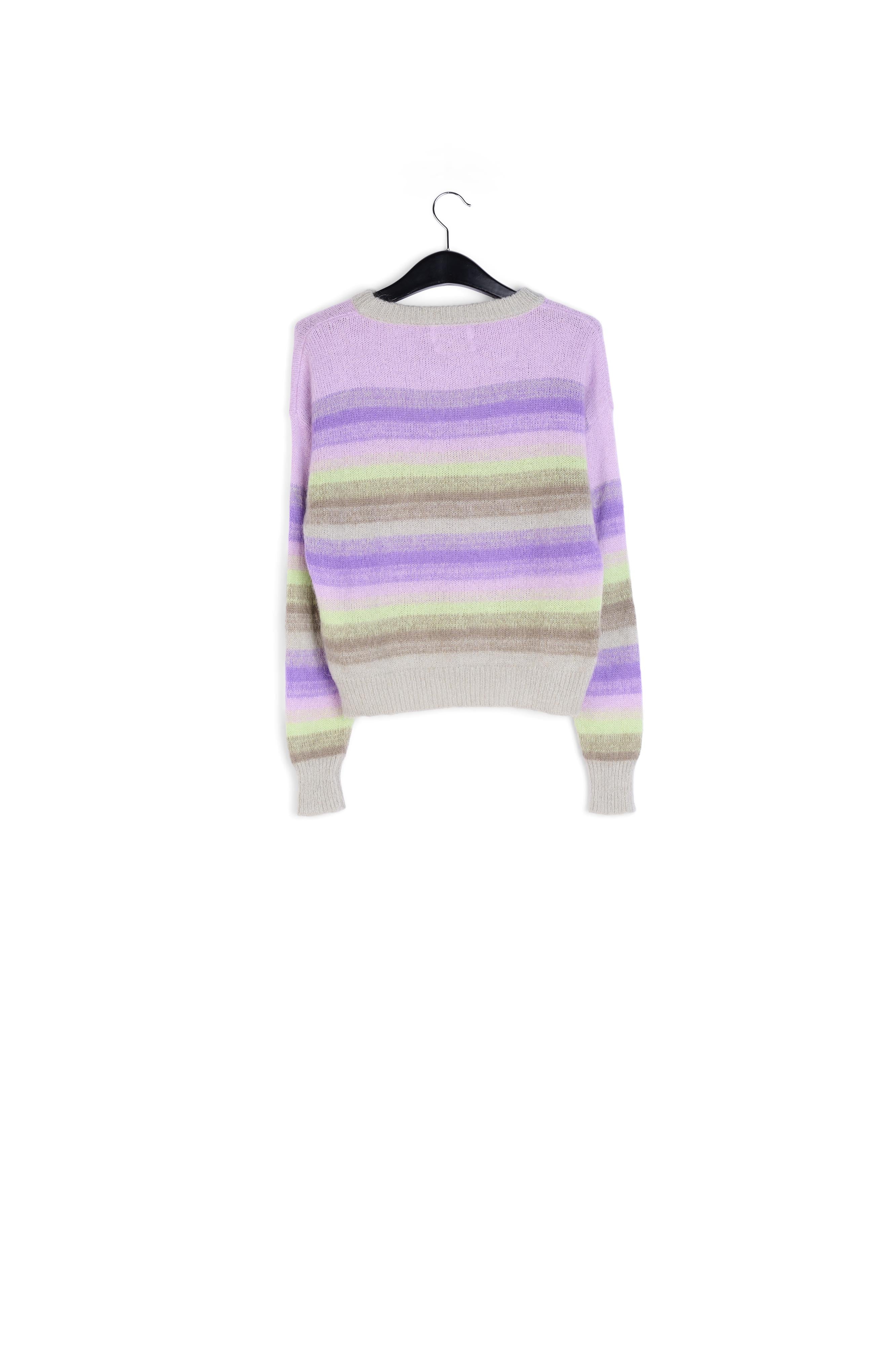 Purple, mint green and beige striped knit sweater RE—SSENTIEL | Essentiel second hand