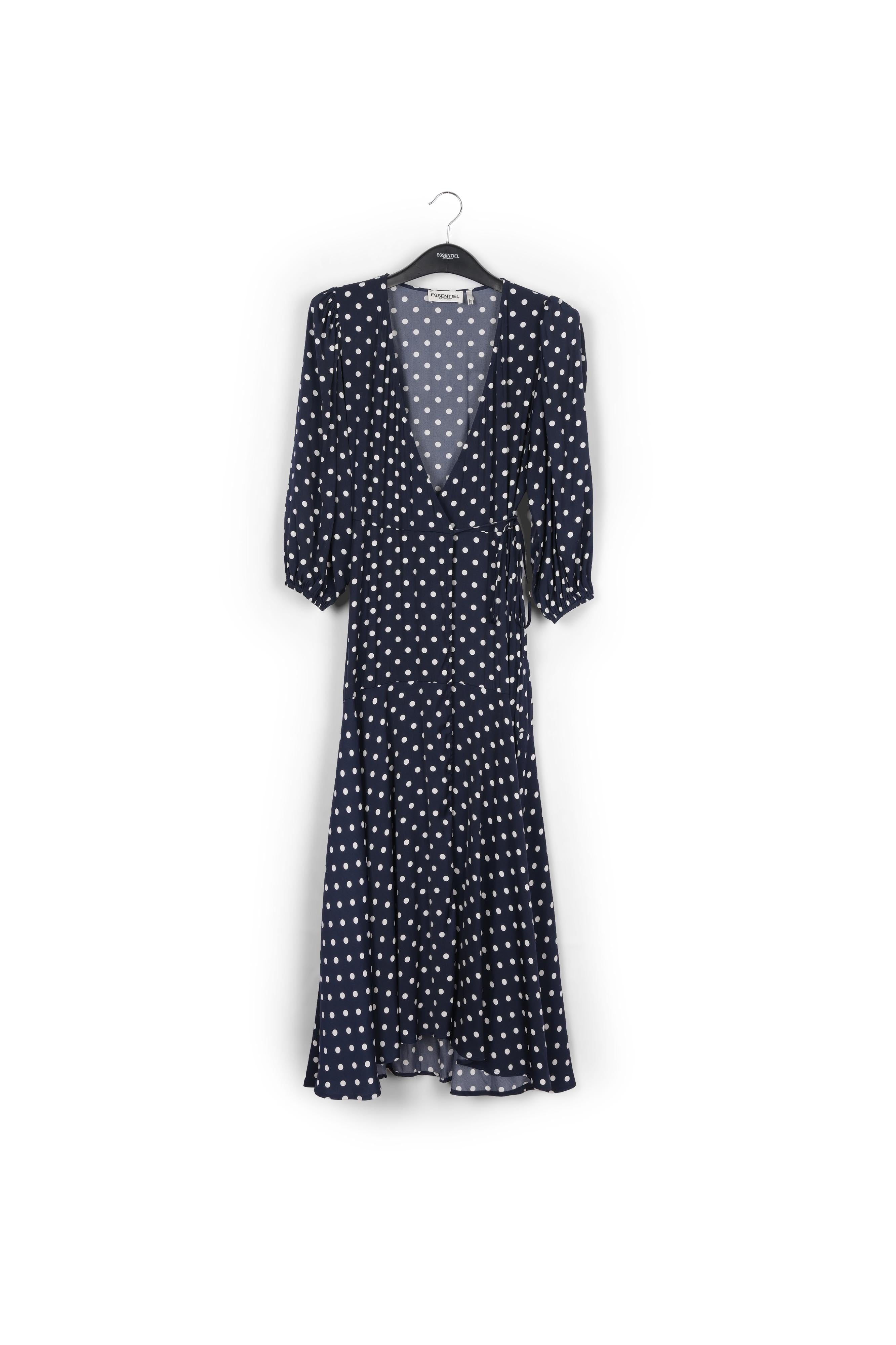 Dark blue polka dot wrap maxi dress RE—SSENTIEL | Essentiel second hand