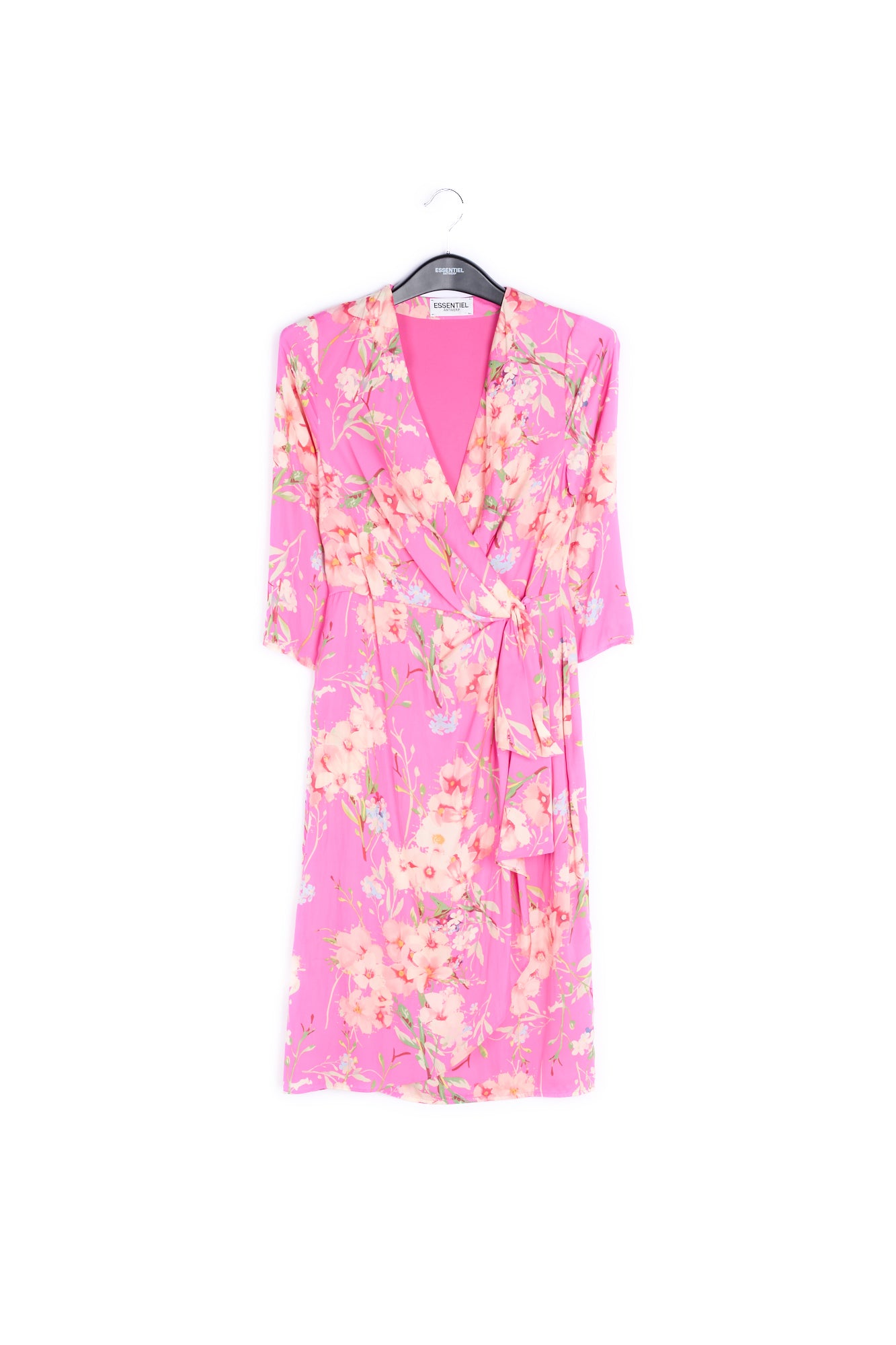 Vivid pink floral wrap dress RE—SSENTIEL | Essentiel second hand