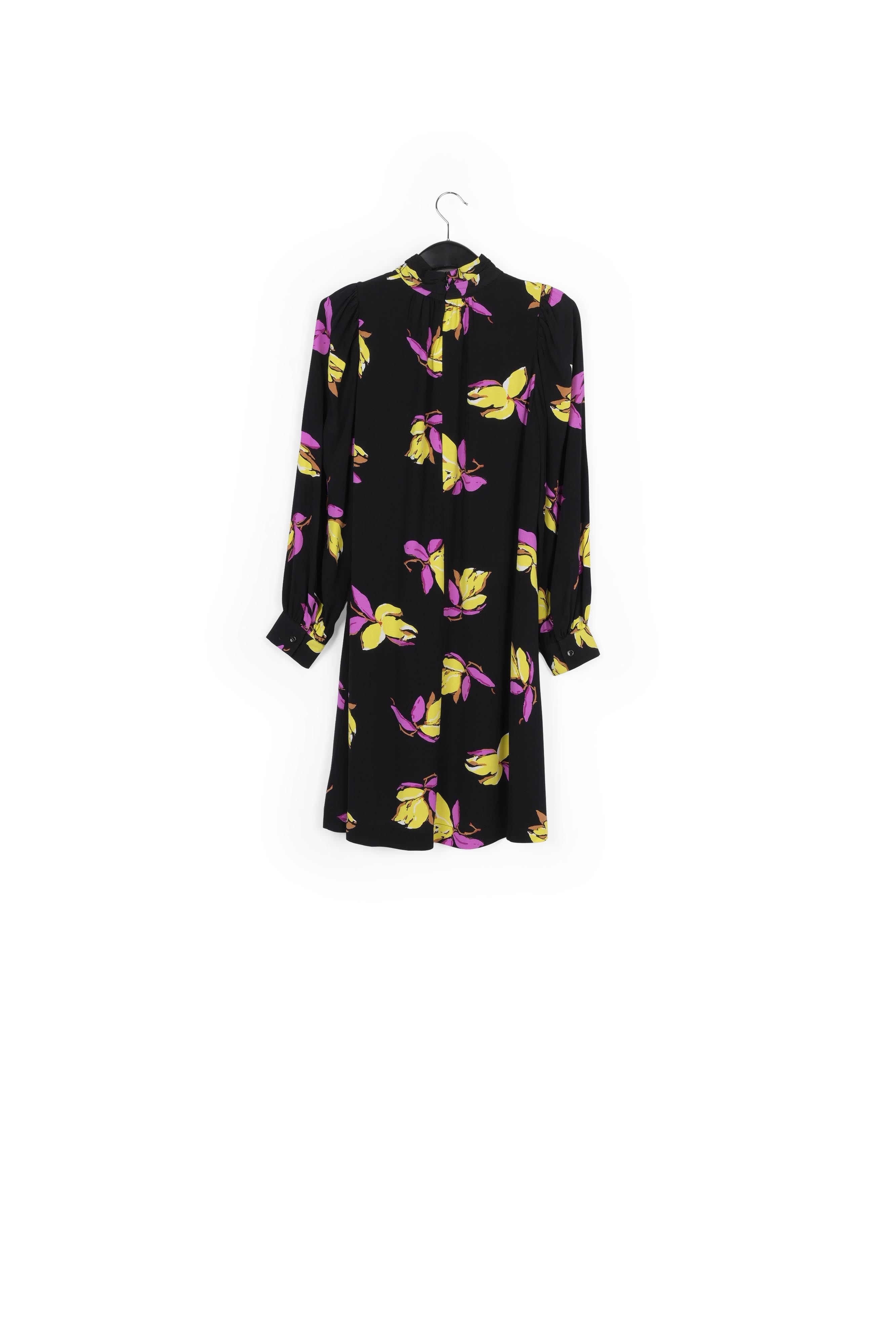 Black floral-printed mini dress RE—SSENTIEL | Essentiel second hand