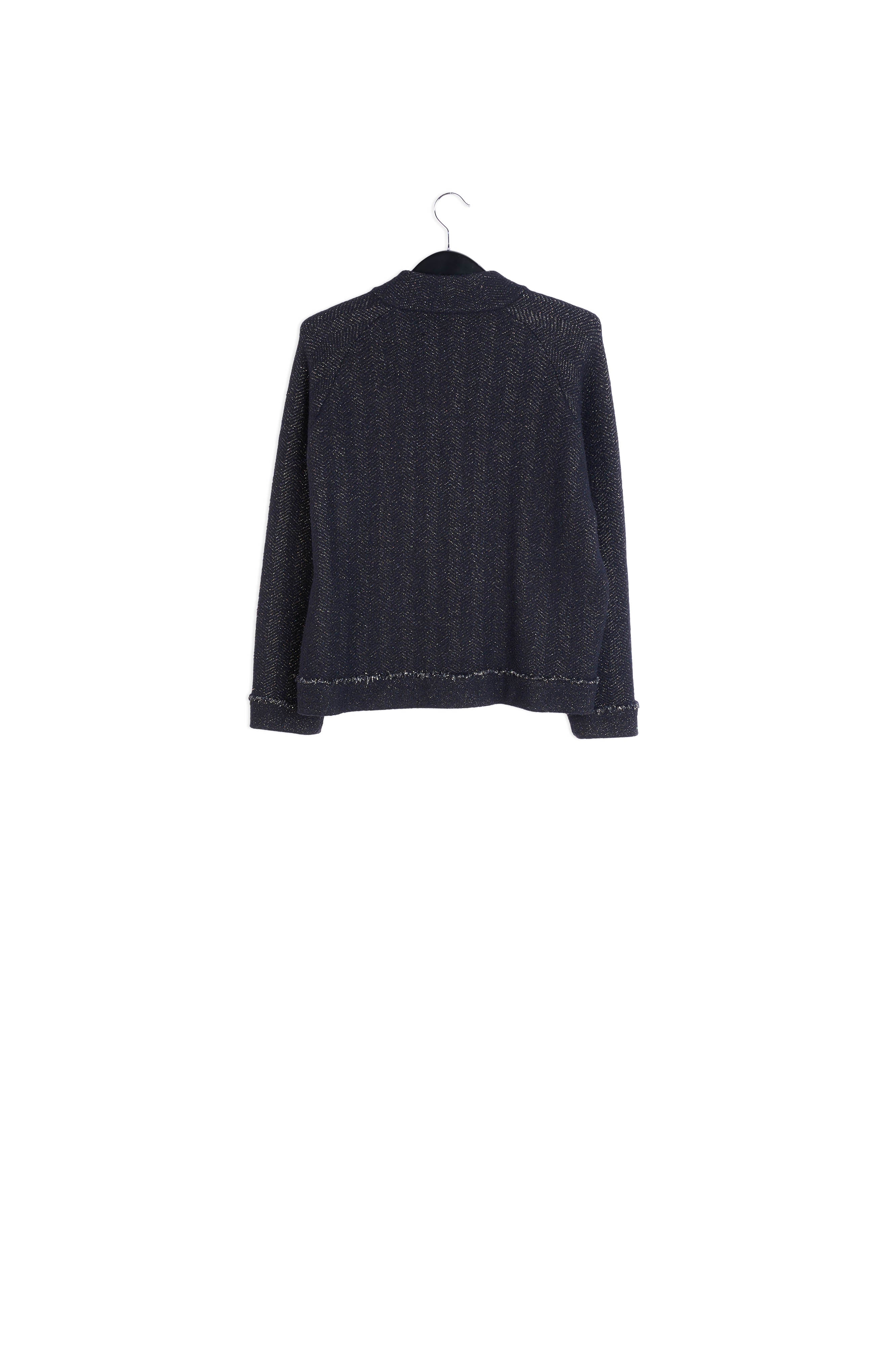 Black knitted short jacket with lurex details RE—SSENTIEL | Essentiel second hand