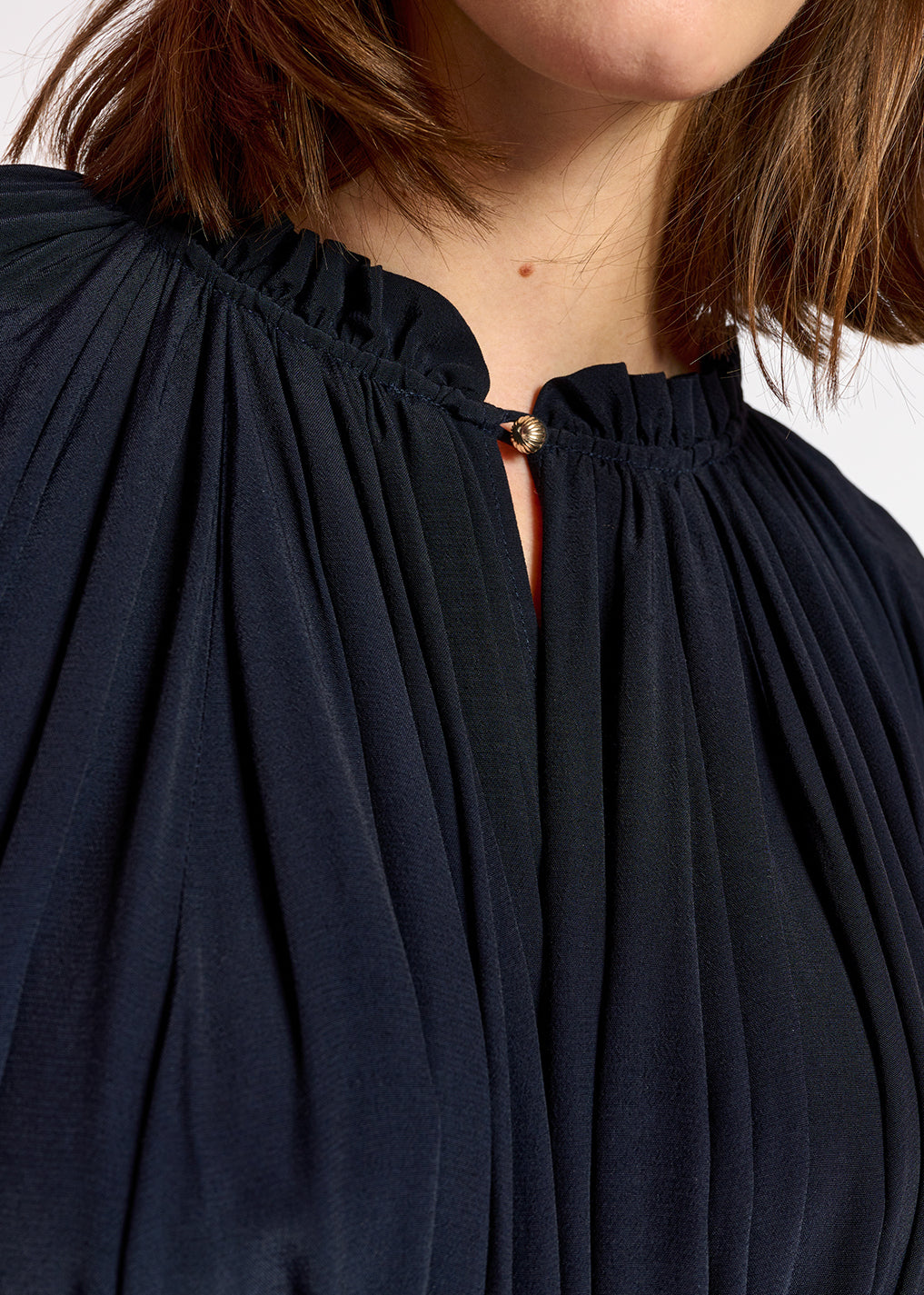 Dark blue ruffled oversized dress RE—SSENTIEL | Essentiel second hand