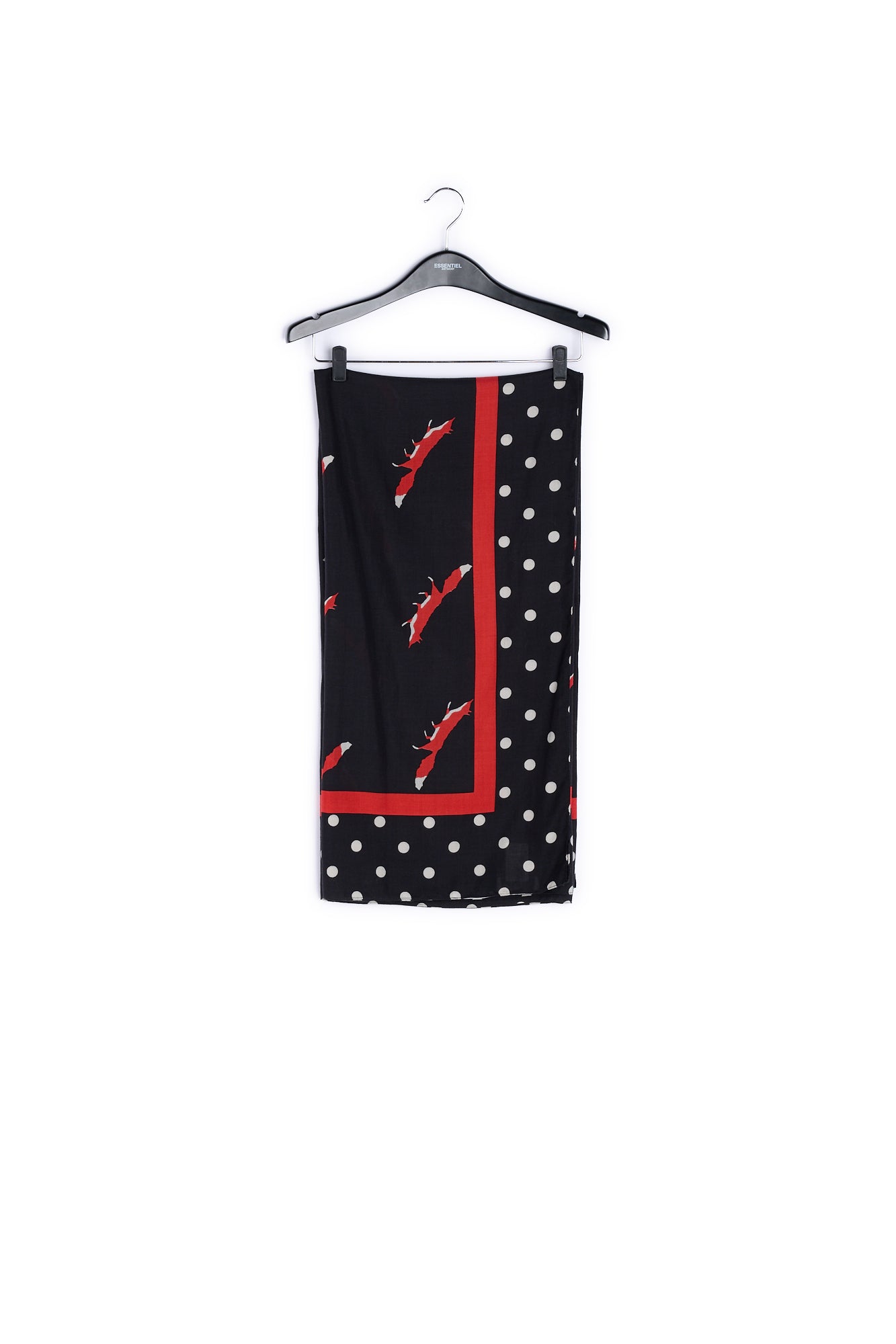 Black scarf with polka dots and foxes RE—SSENTIEL | Essentiel second hand